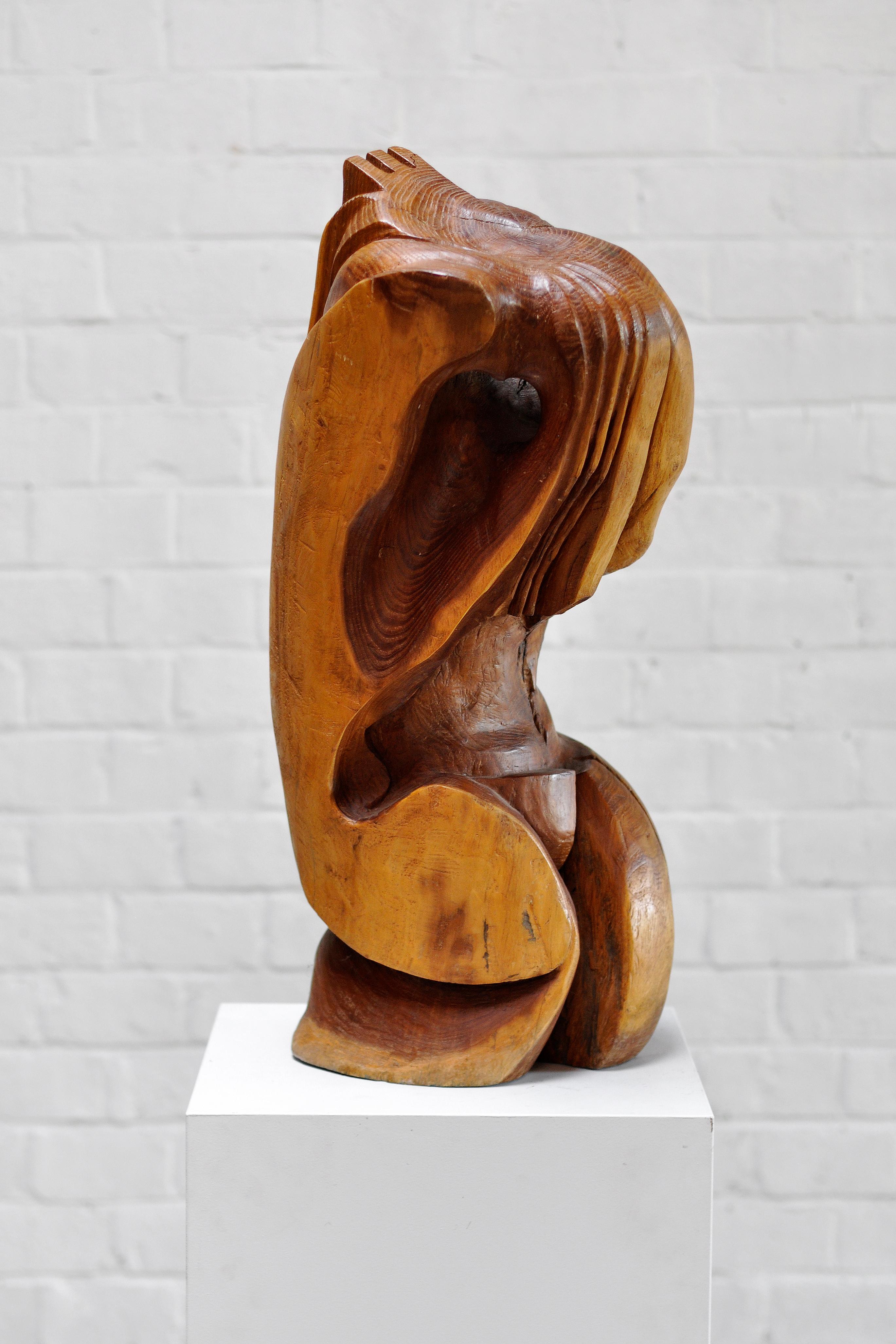 A large organic free-form sculpture made out of wood, Italy 1960s
Retrieved from an Italian modernist home, this piece was possibly made for the project on request.
This sculpture shows a very appealing organic composition and is different in