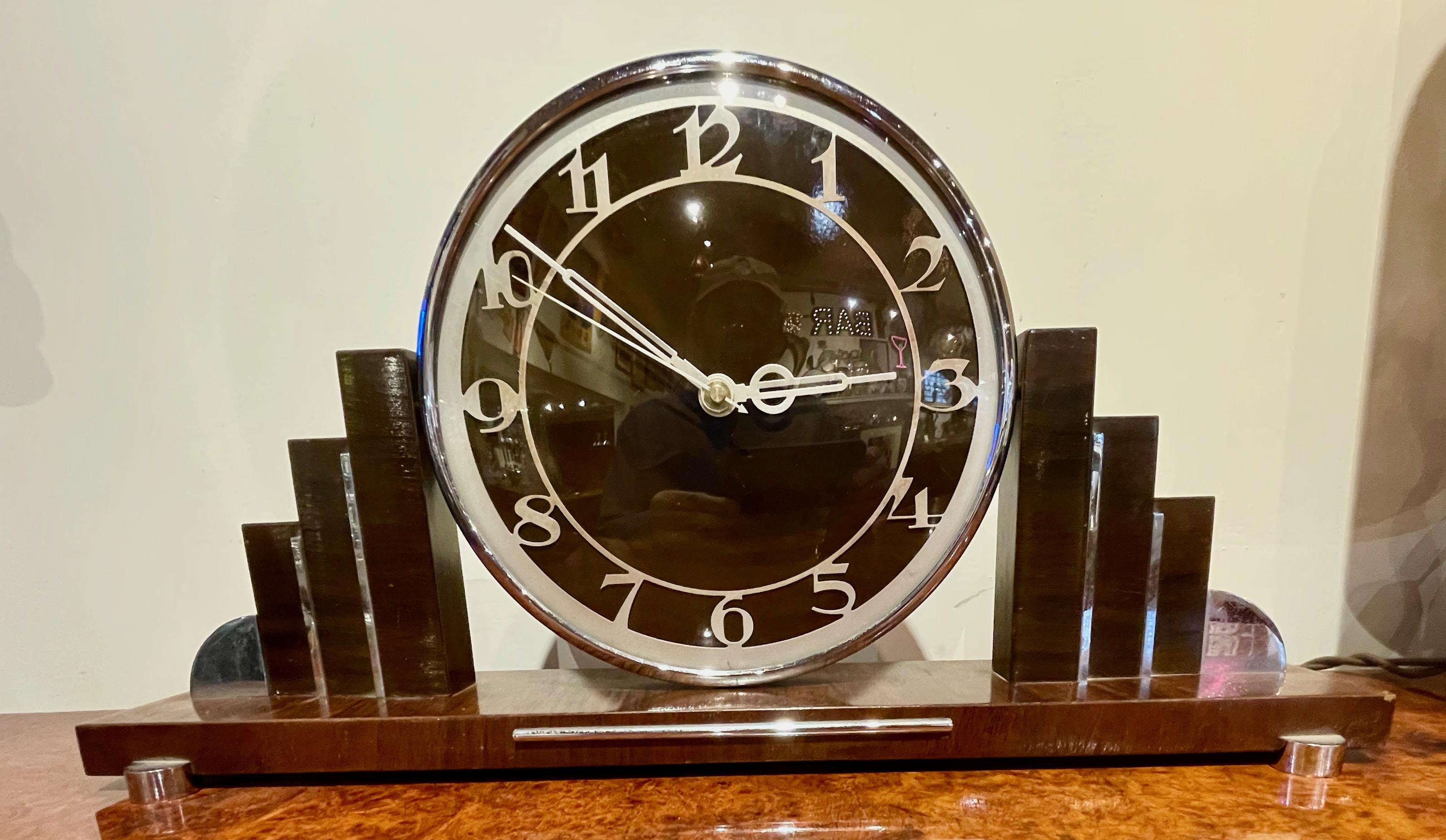 French Modernist Original Art Deco Mantle Clock Quartz Conversion