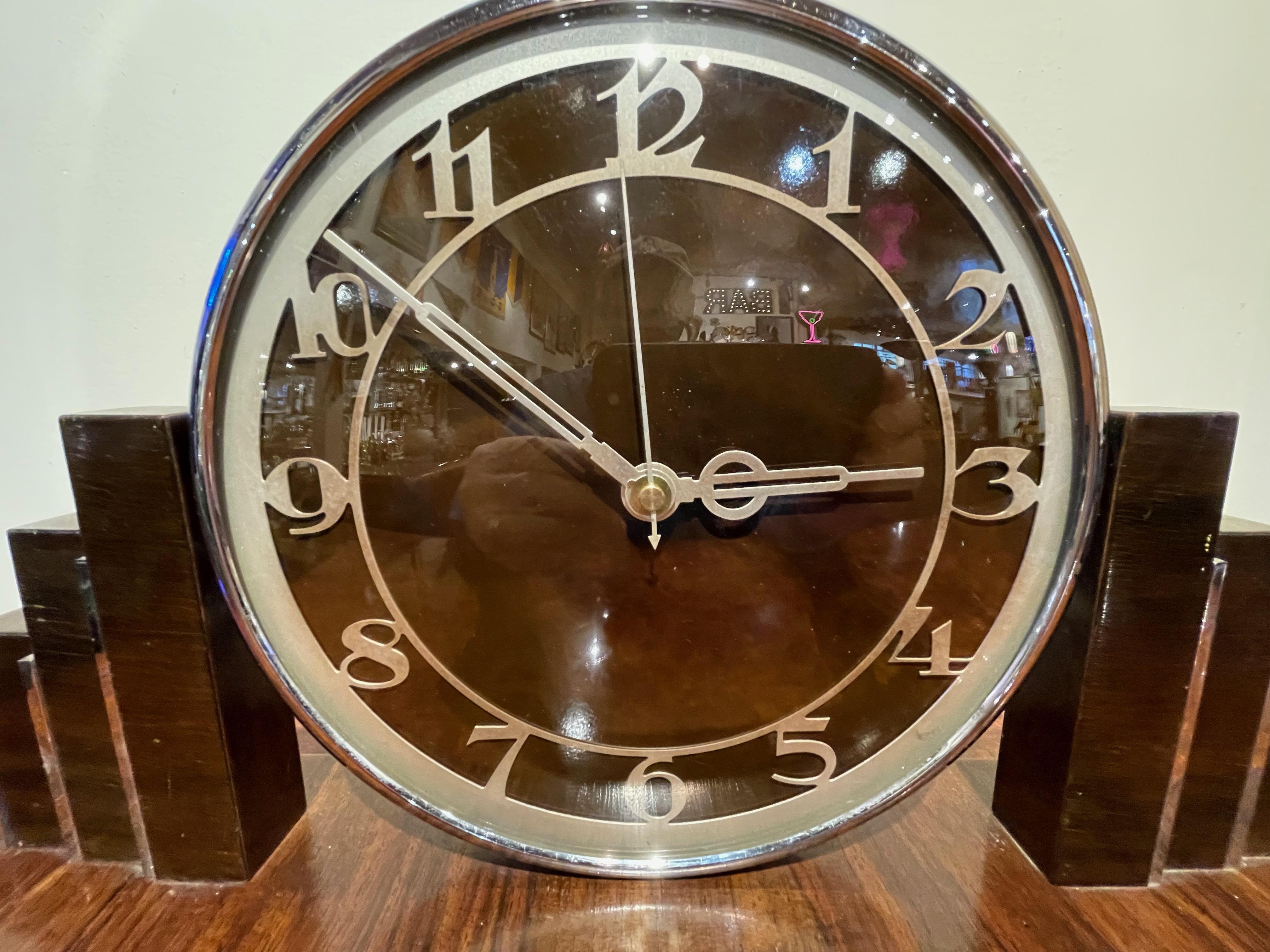 Mid-20th Century Modernist Original Art Deco Mantle Clock Quartz Conversion