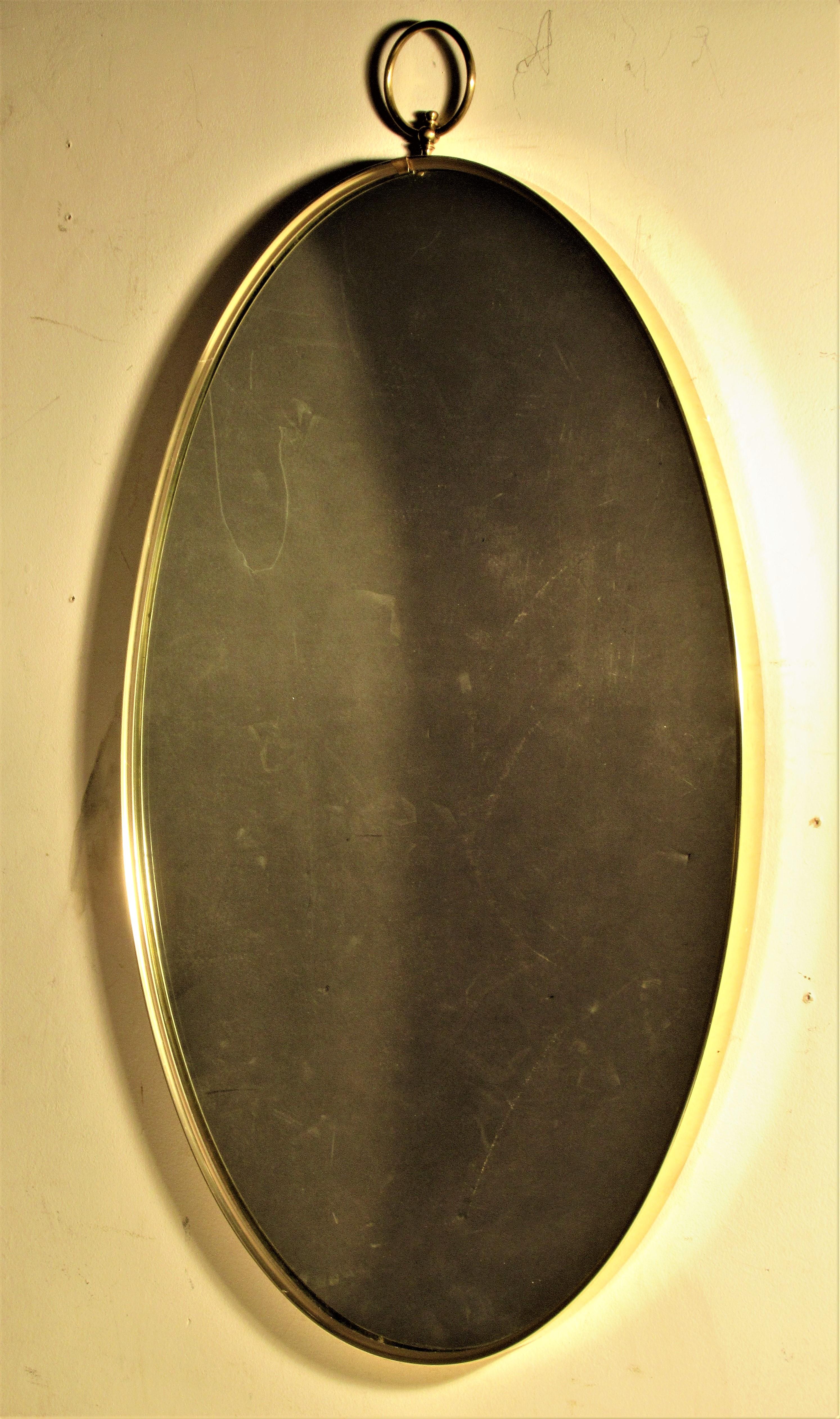 Modernist Oval Brass Mirror in the Style of Gio Ponti 1