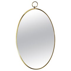 Modernist Oval Brass Mirror in the Style of Gio Ponti