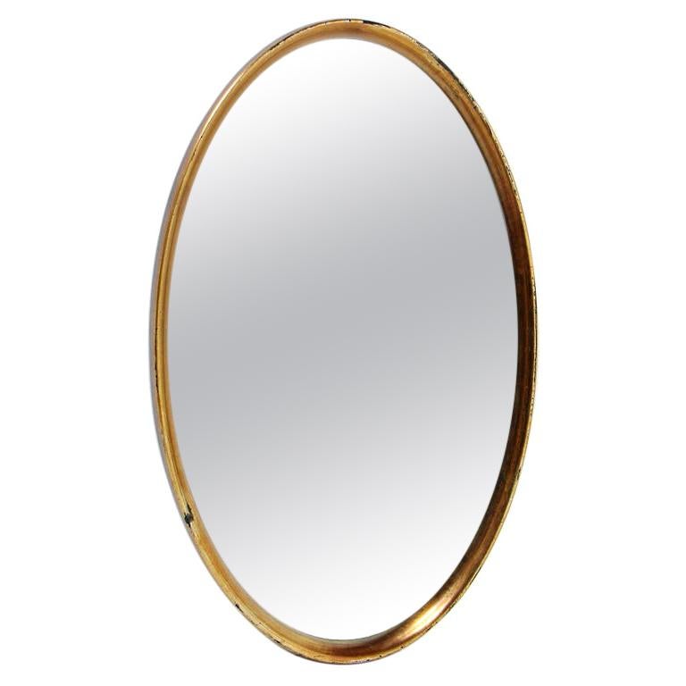 Modernist Oval Gold Leaf Mirror