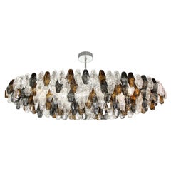 Modernist Oval Handblown Murano Mixed Polyhedral Chandelier w/ Chrome Fittings