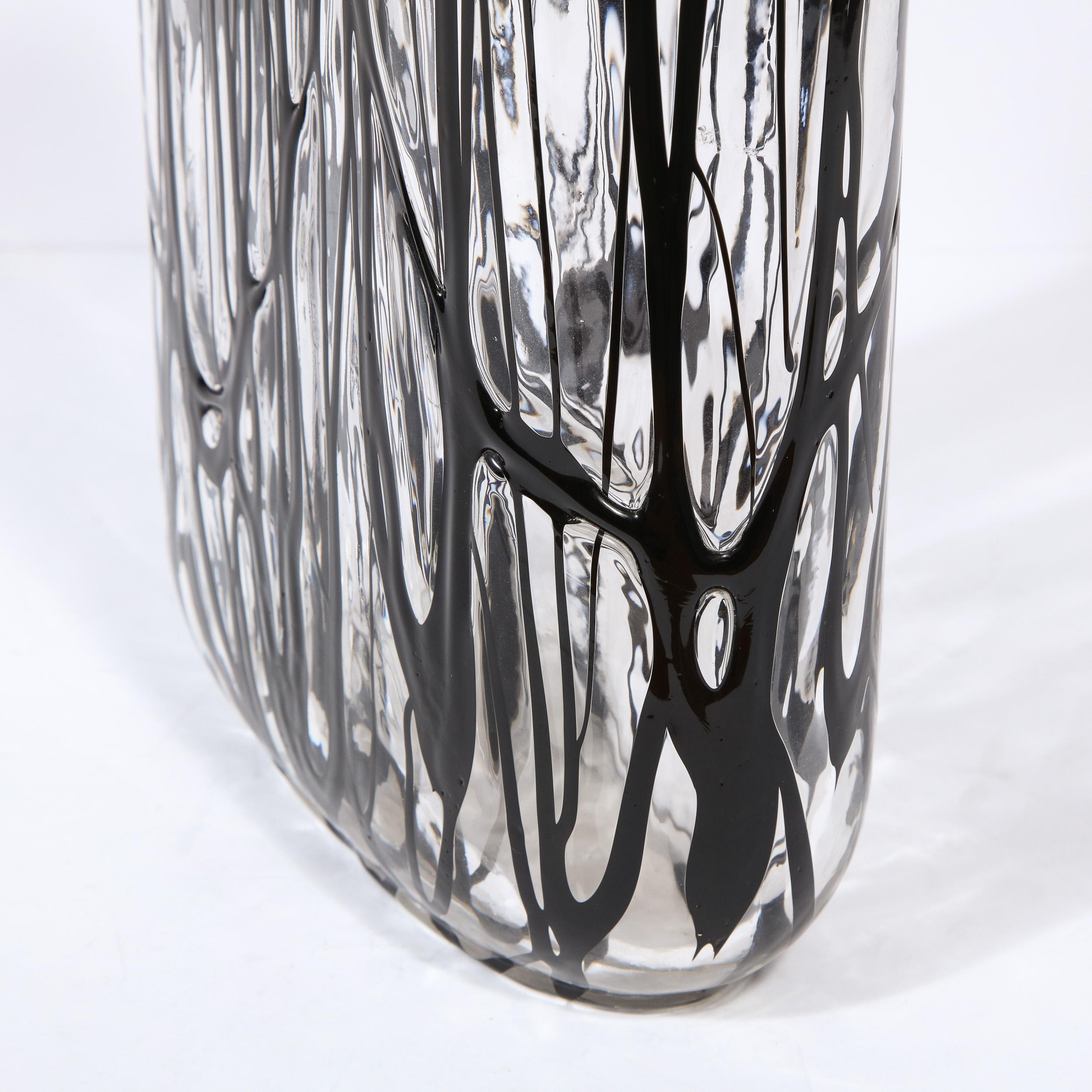 Modernist Oval Handblown Murano Translucent Vase with Expressionistic Detailing 4