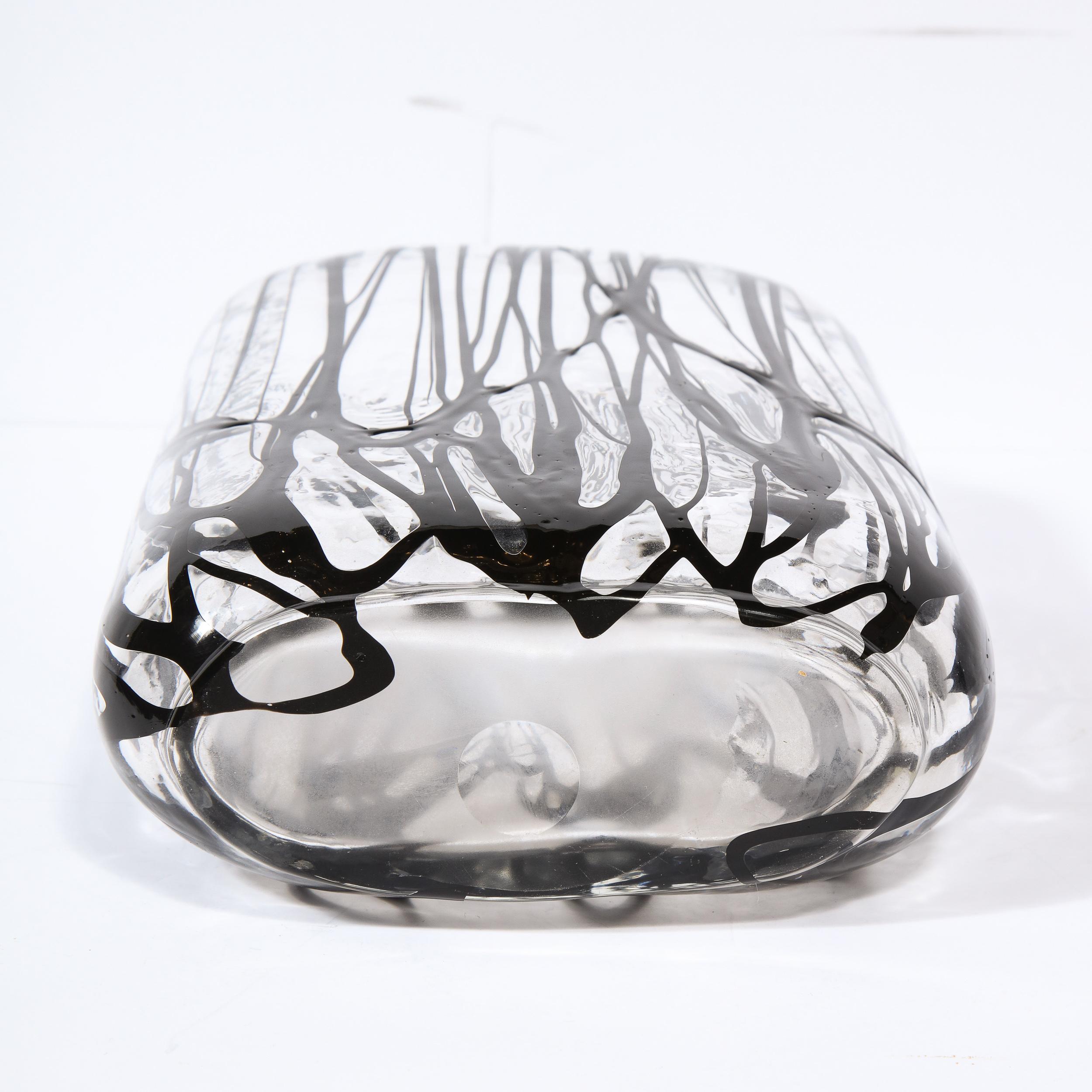 Modernist Oval Handblown Murano Translucent Vase with Expressionistic Detailing 7