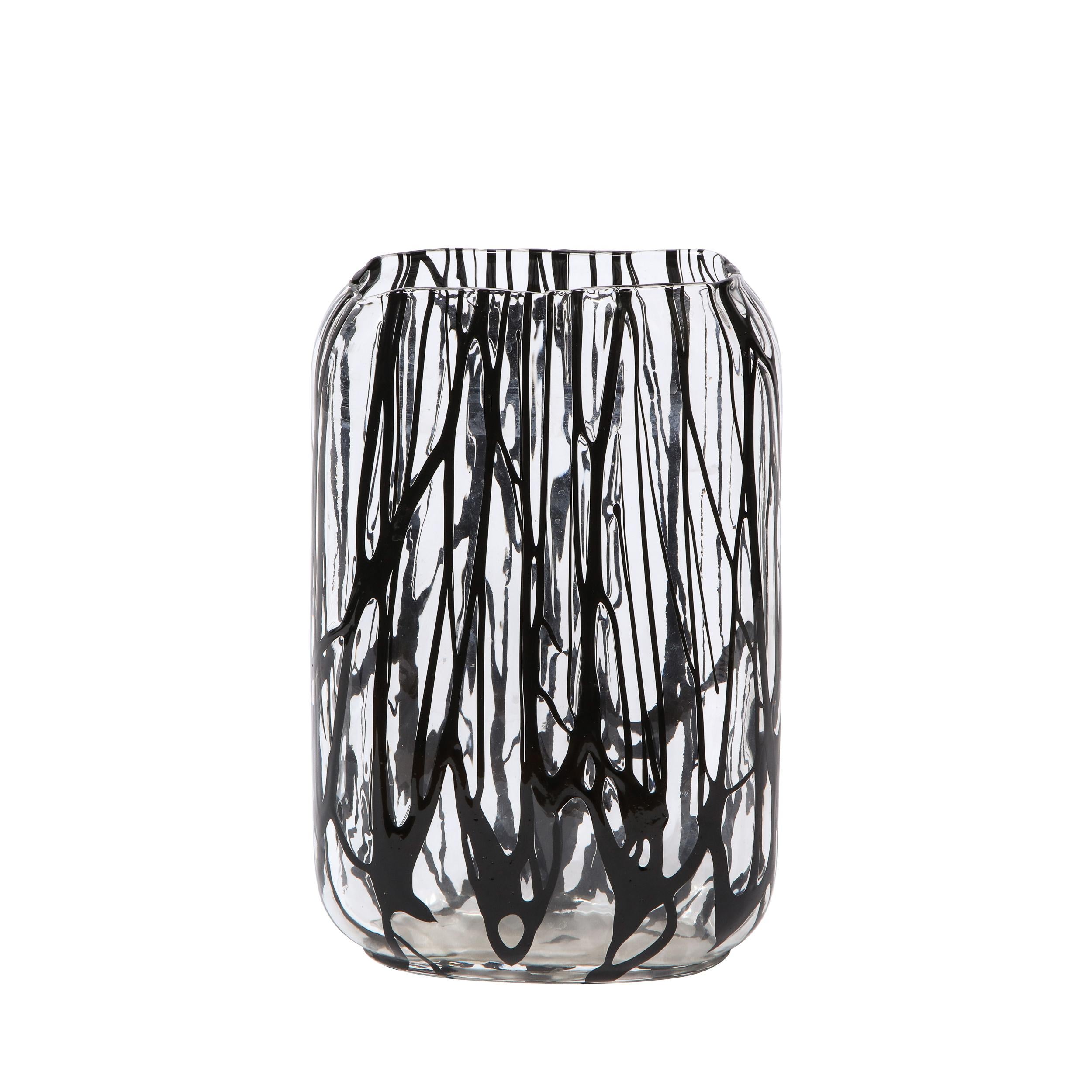 Mid-Century Modern Modernist Oval Handblown Murano Translucent Vase with Expressionistic Detailing