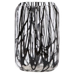 Modernist Oval Handblown Murano Translucent Vase with Expressionistic Detailing