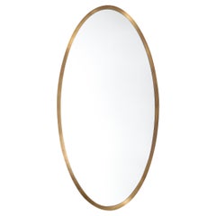 Modernist Oval Mirror W/ Antiqued Brass Border Custom by High Style Deco