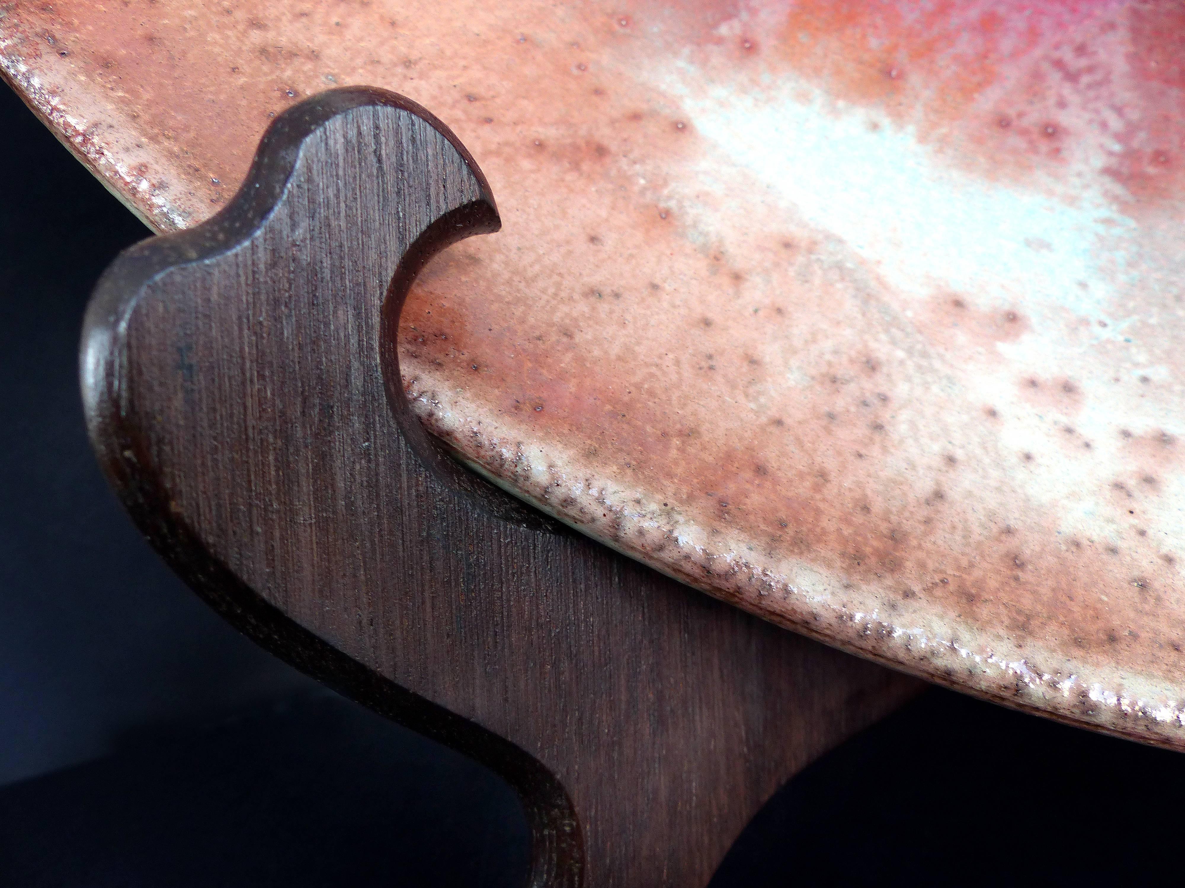 Late 20th Century Modernist Overscale Glazed Ceramic Bowl on Stand by Mark Hines, 1986