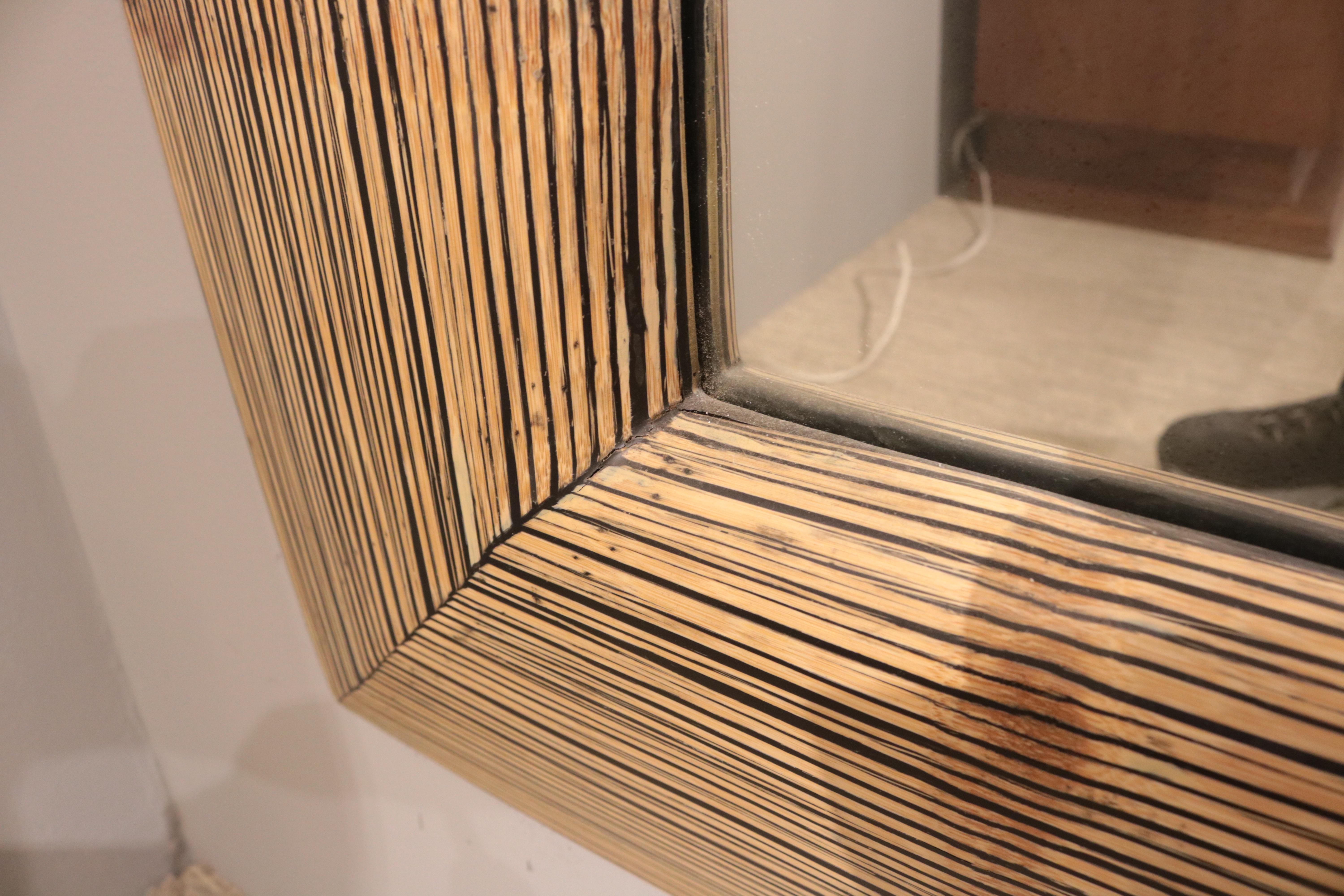 Late 20th Century Modernist Oversized Bamboo Wall Mirror For Sale