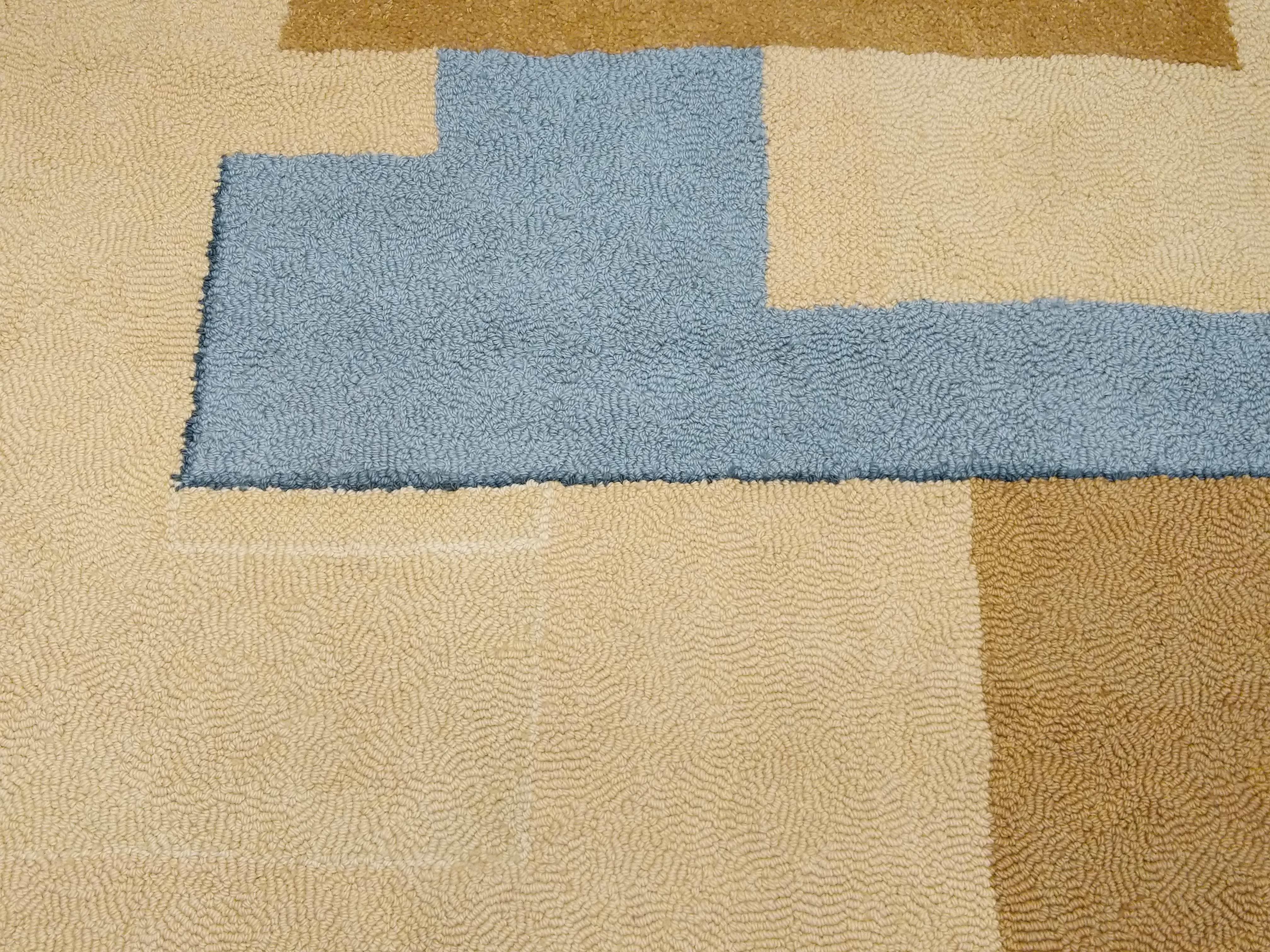 Wool Modernist Oversized Geometric Design American Hooked Rug For Sale