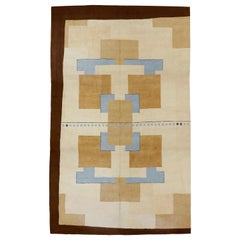 Vintage Modernist Oversized Geometric Design American Hooked Rug