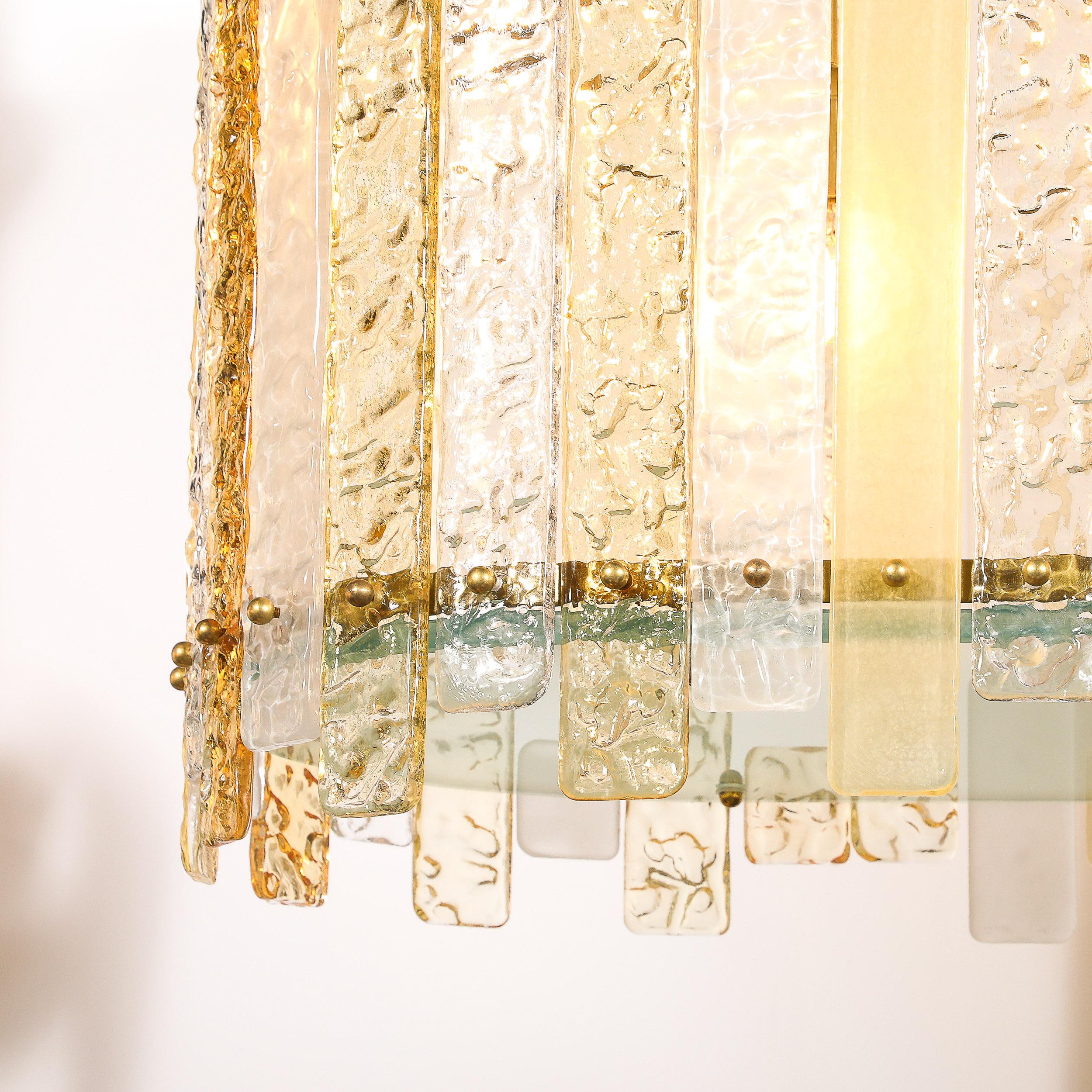 Luminaire moderne ovoïde en verre ambre dépoli et tacheté soufflé à la main à Murano Neuf - En vente à New York, NY