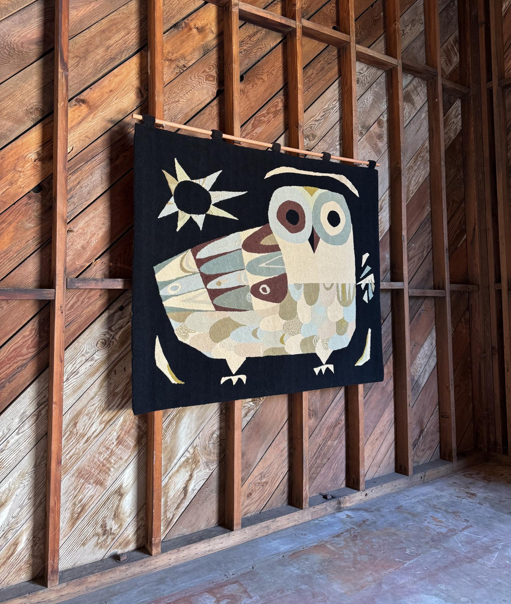 Mexican Modernist Owl Tapestry, Mexico, c.1965