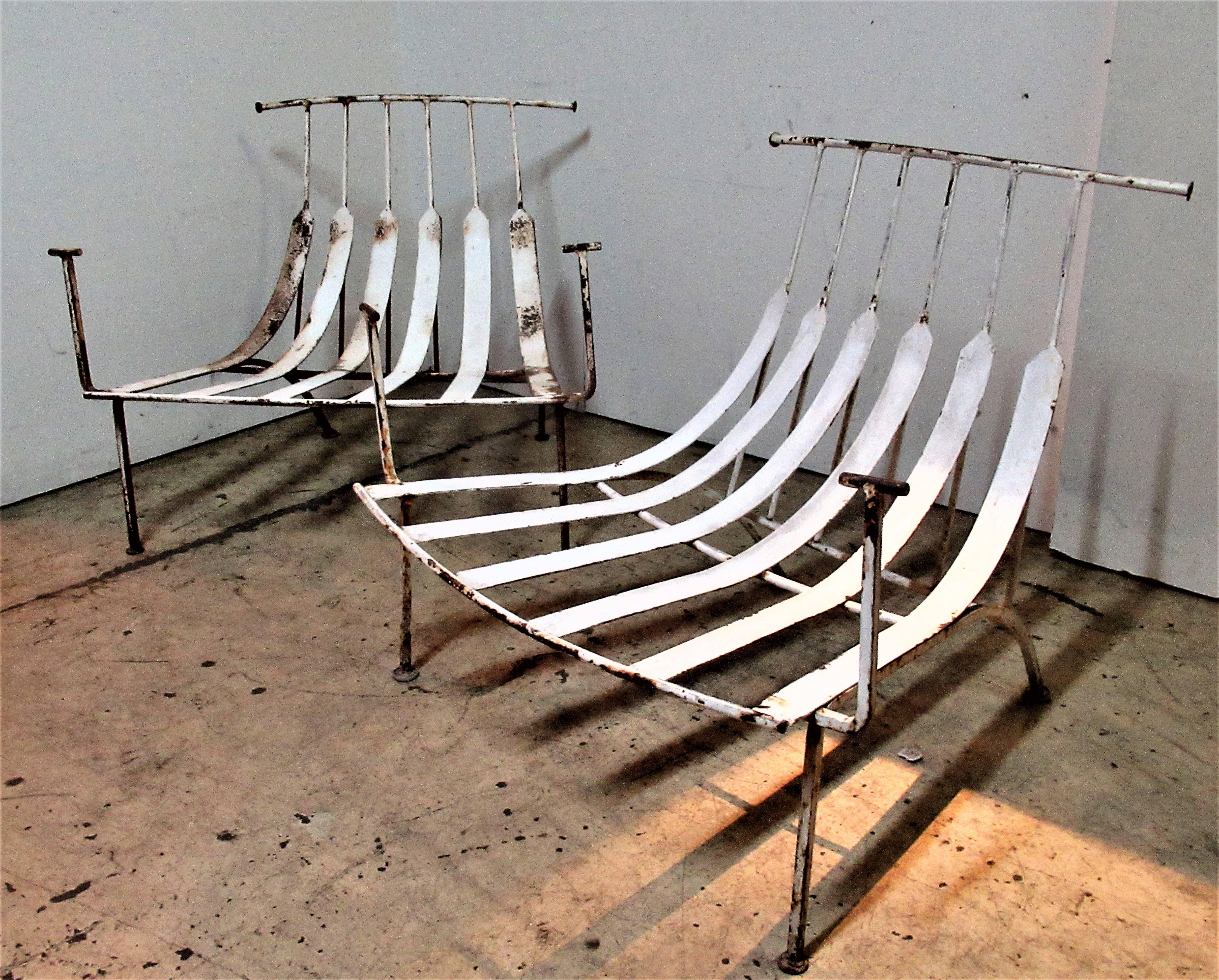 Rare Iron Lounge Chairs by Russell Woodard 10
