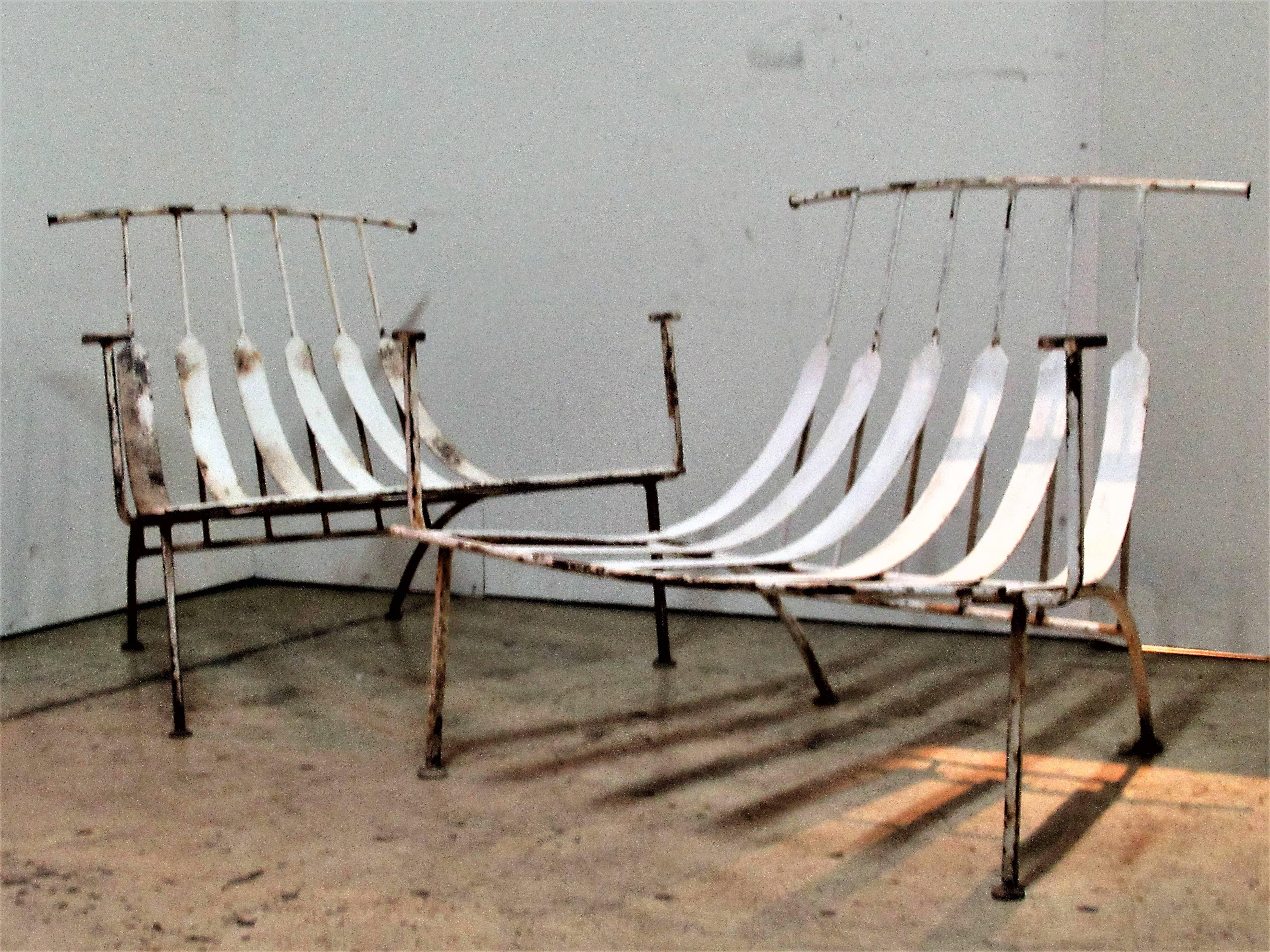 Rare Iron Lounge Chairs by Russell Woodard 6