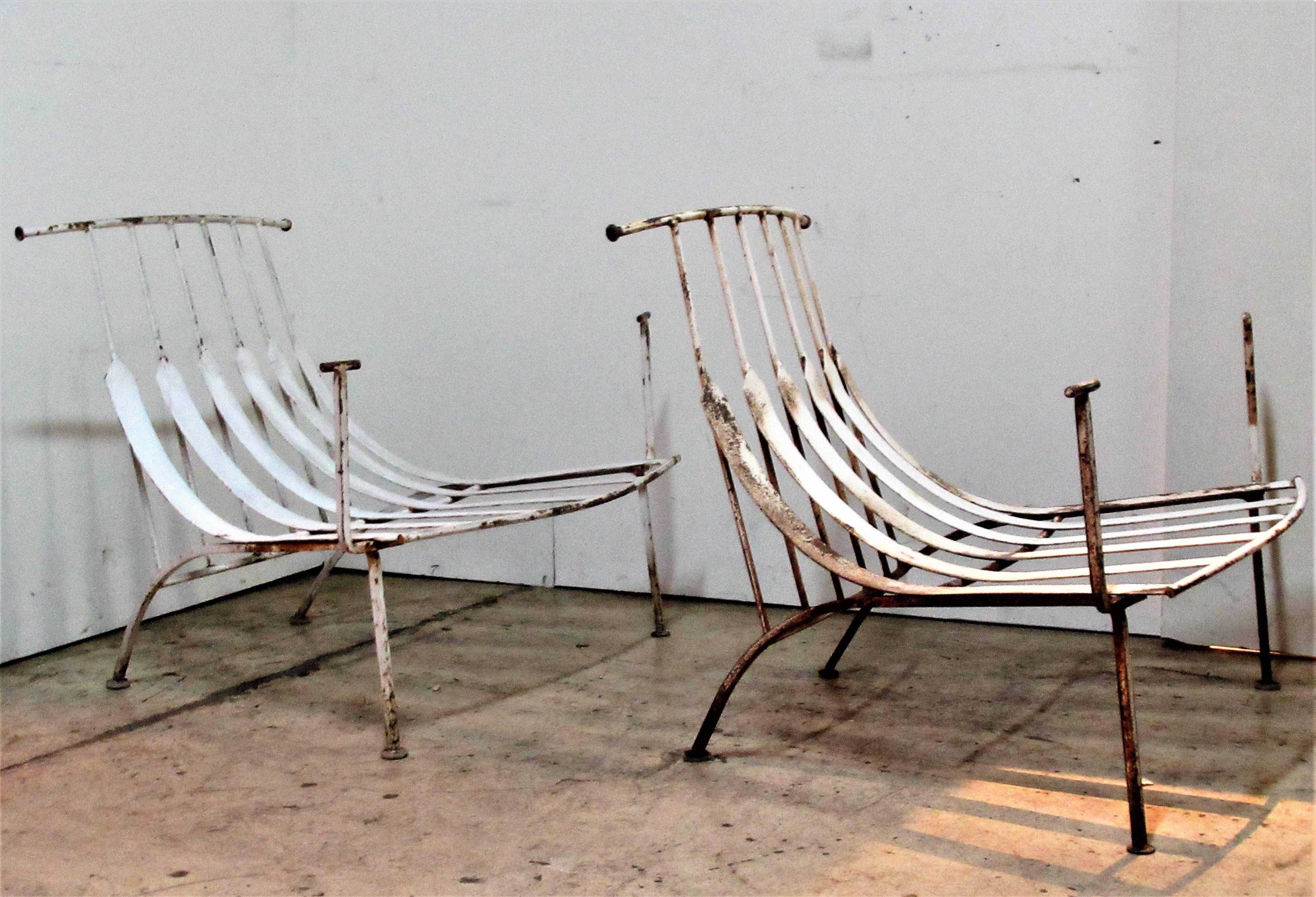 Mid-Century Modern Rare Iron Lounge Chairs by Russell Woodard