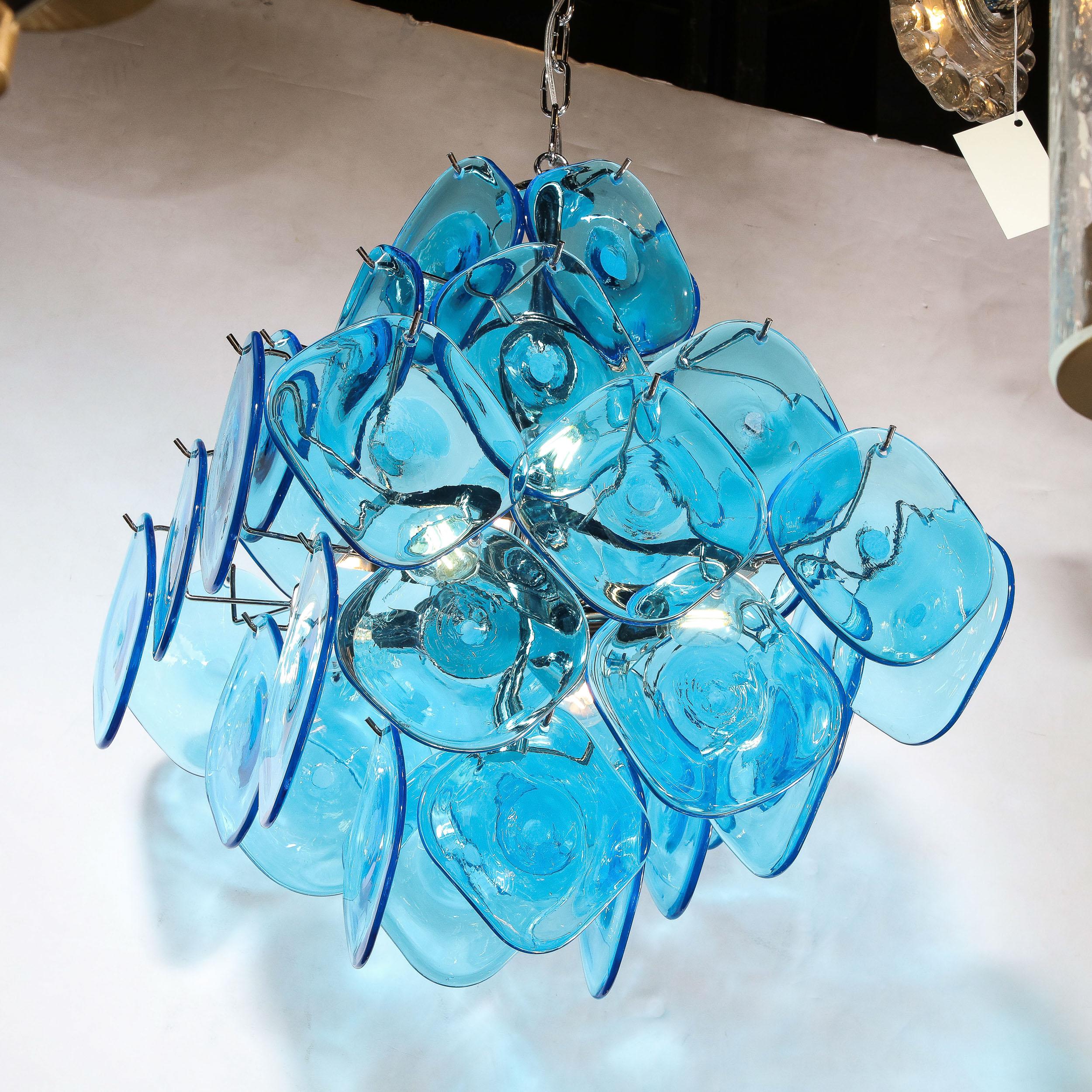 light blue chandelier