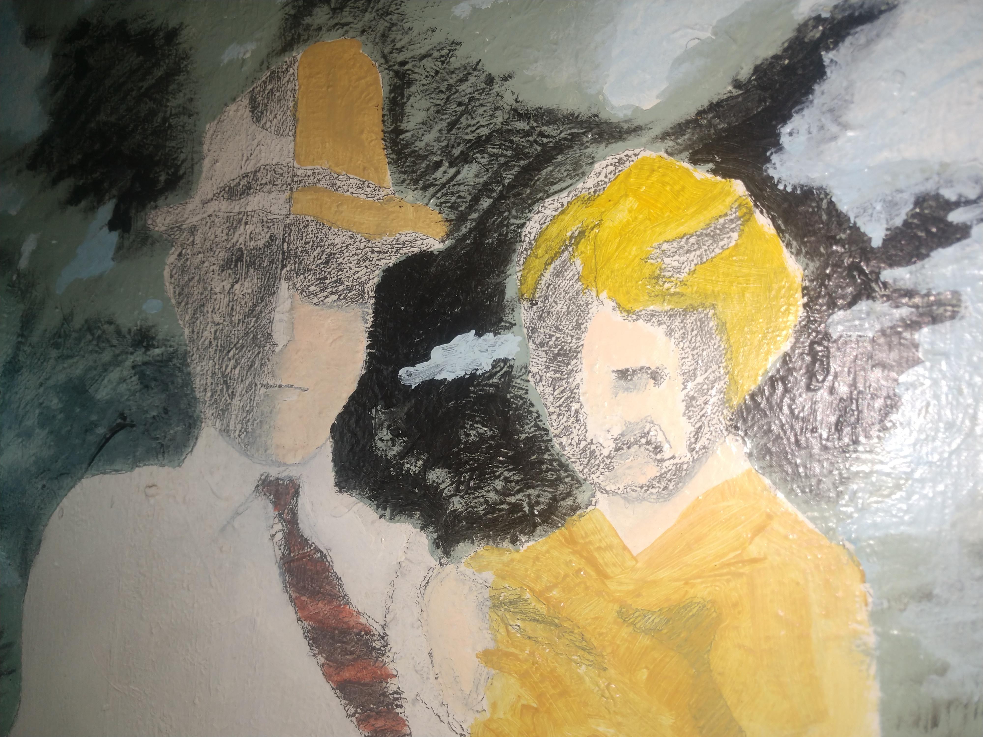Modernist Painting by Randy Harter New York Artist Father and Child In Excellent Condition For Sale In Port Jervis, NY