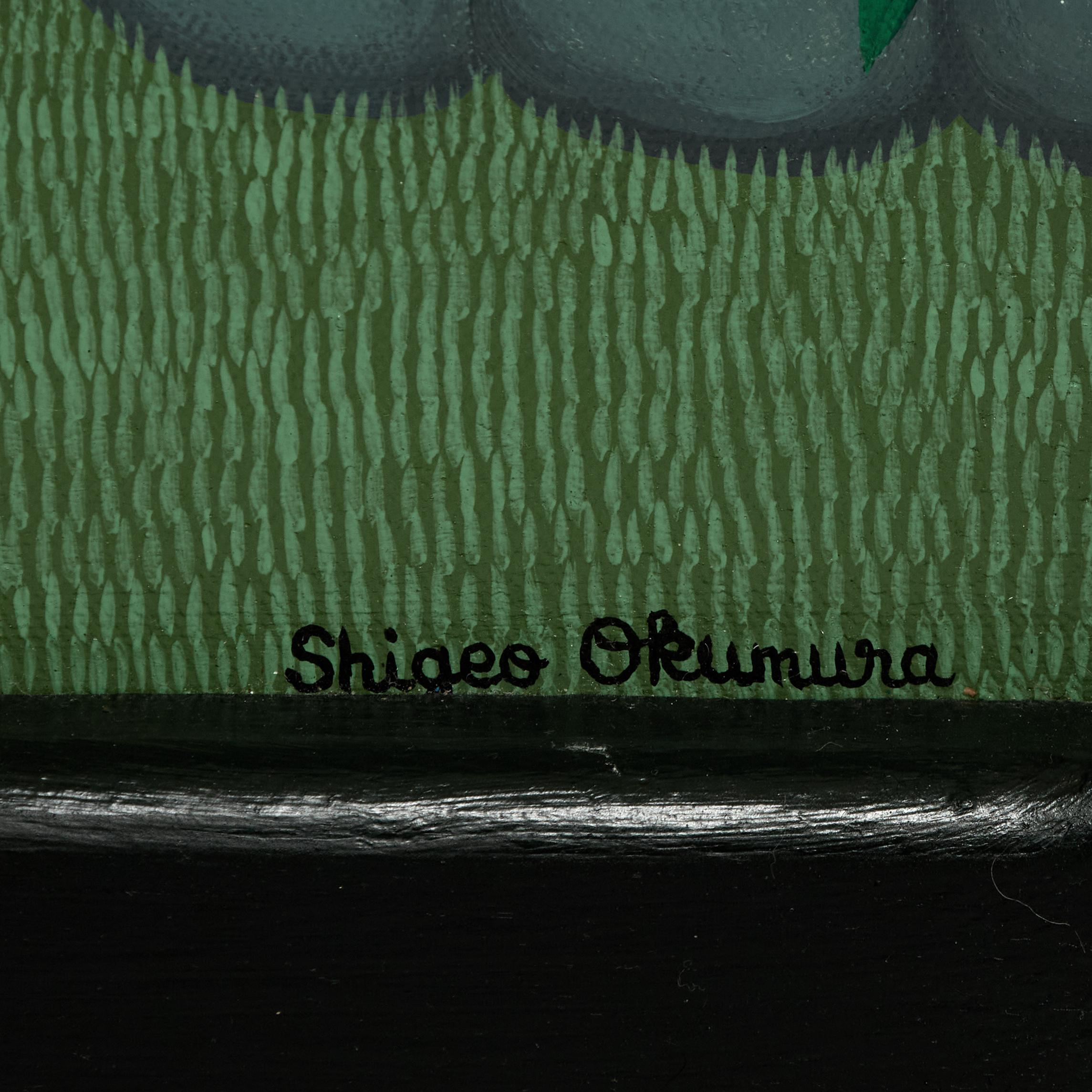 Modernistisches Gemälde eines tropischen Gartens von Shigeo Okumura (20. Jahrhundert) im Angebot