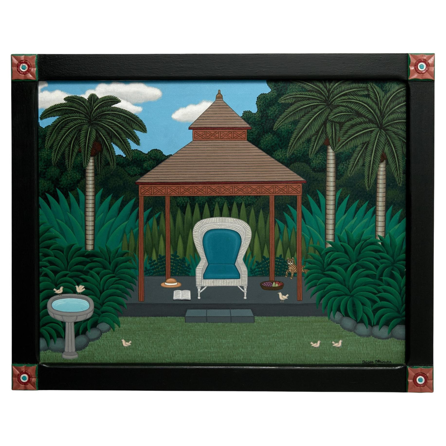 Pintura modernista de un jardín tropical de Shigeo Okumura