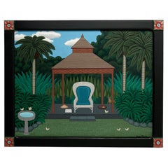 Modernist Painting of a Tropical Garden by Shigeo Okumura