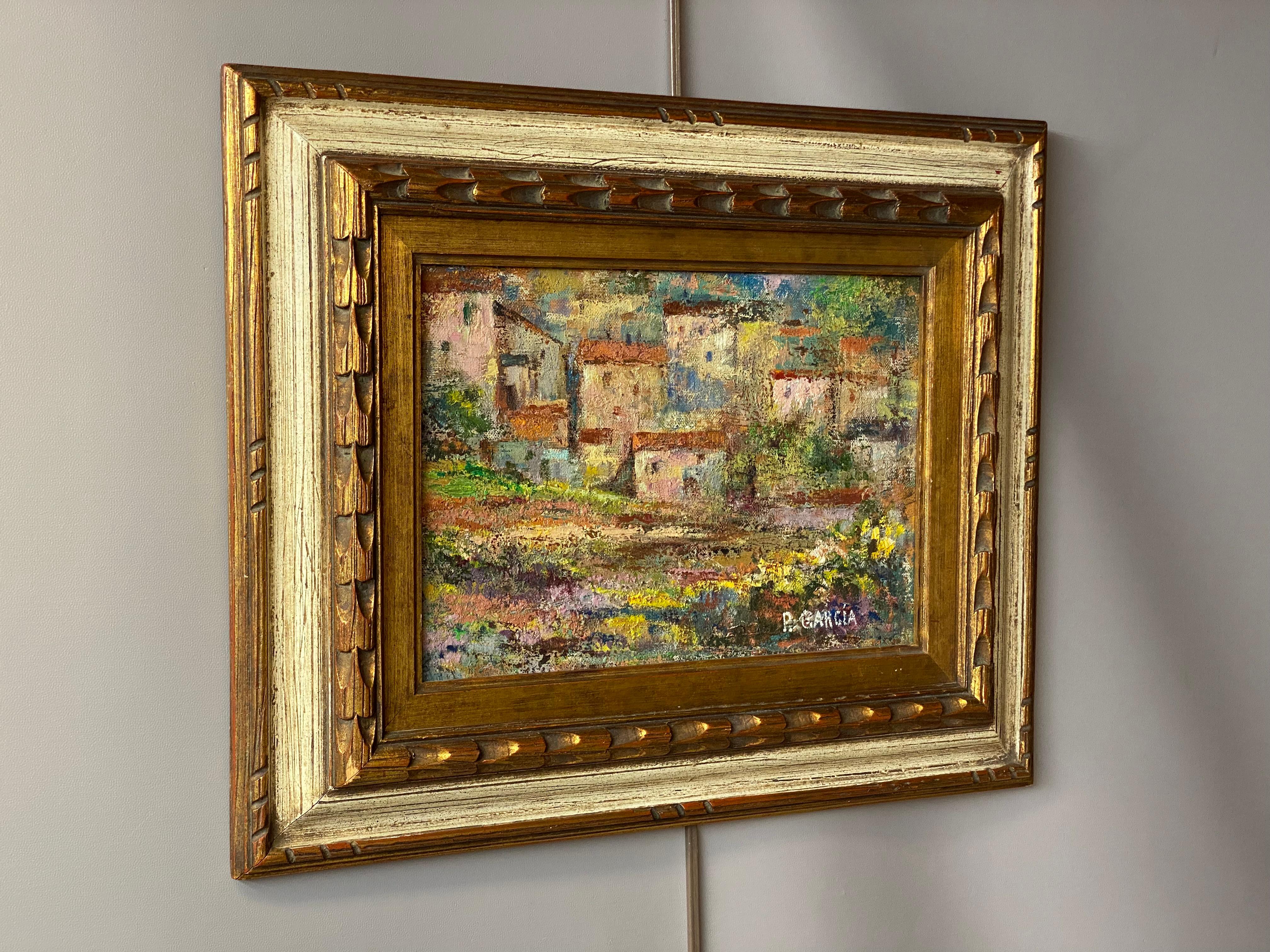 Mid-Century Modern Peinture moderniste d'une colline de San Miguel de Allende (Mexique) en vente