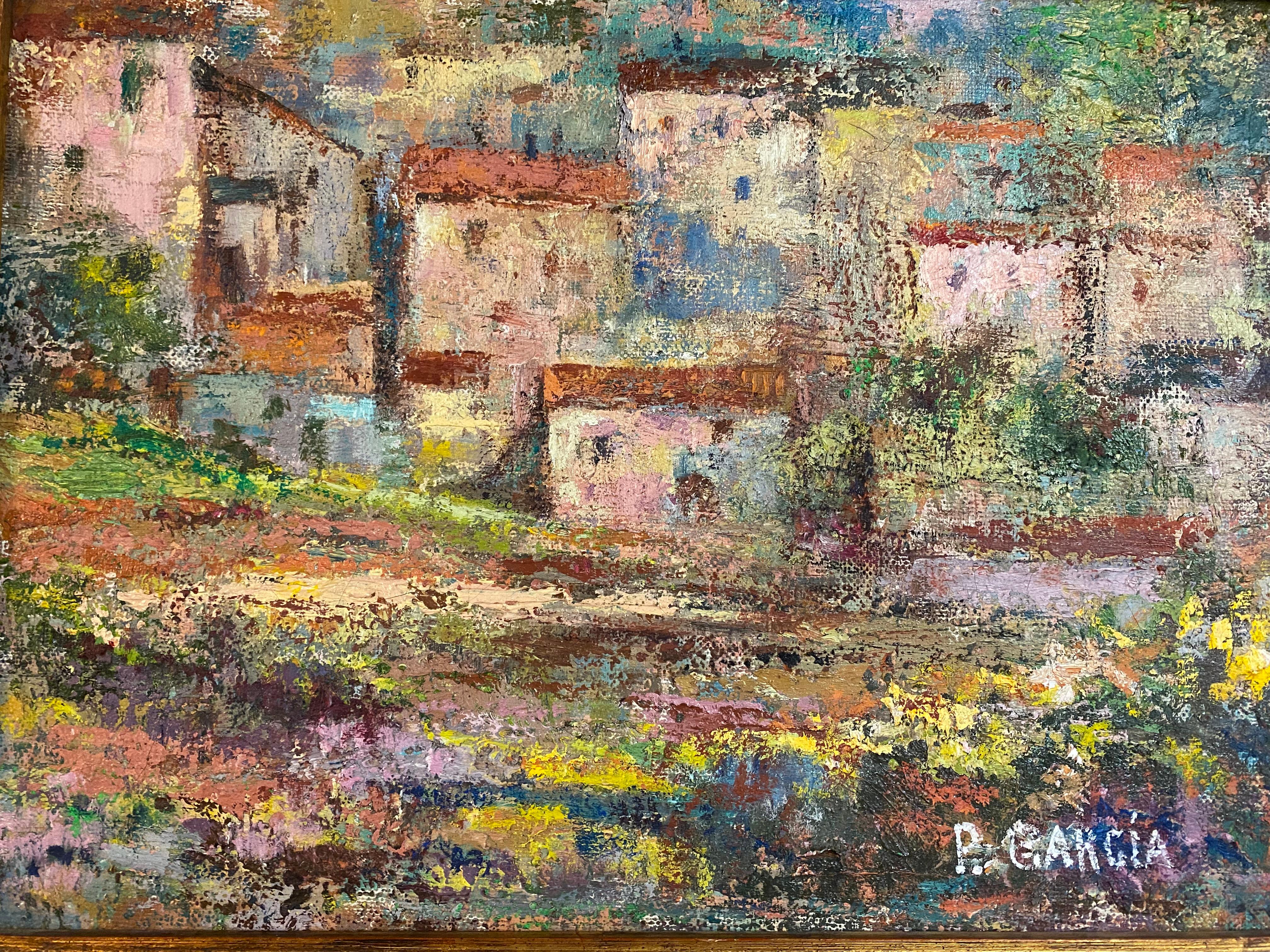 Milieu du XXe siècle Peinture moderniste d'une colline de San Miguel de Allende (Mexique) en vente