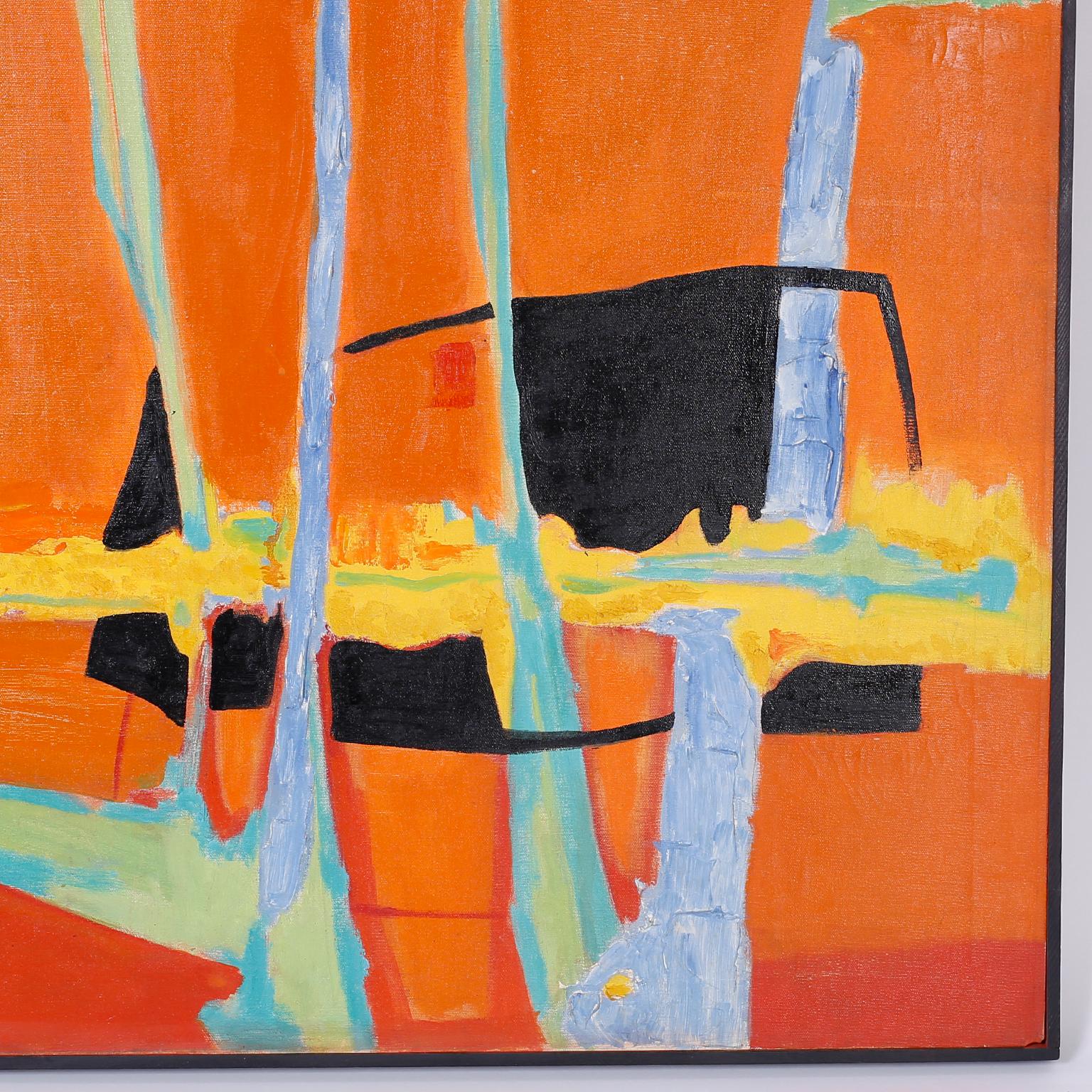 Modernist Painting on Canvas In Good Condition For Sale In Palm Beach, FL
