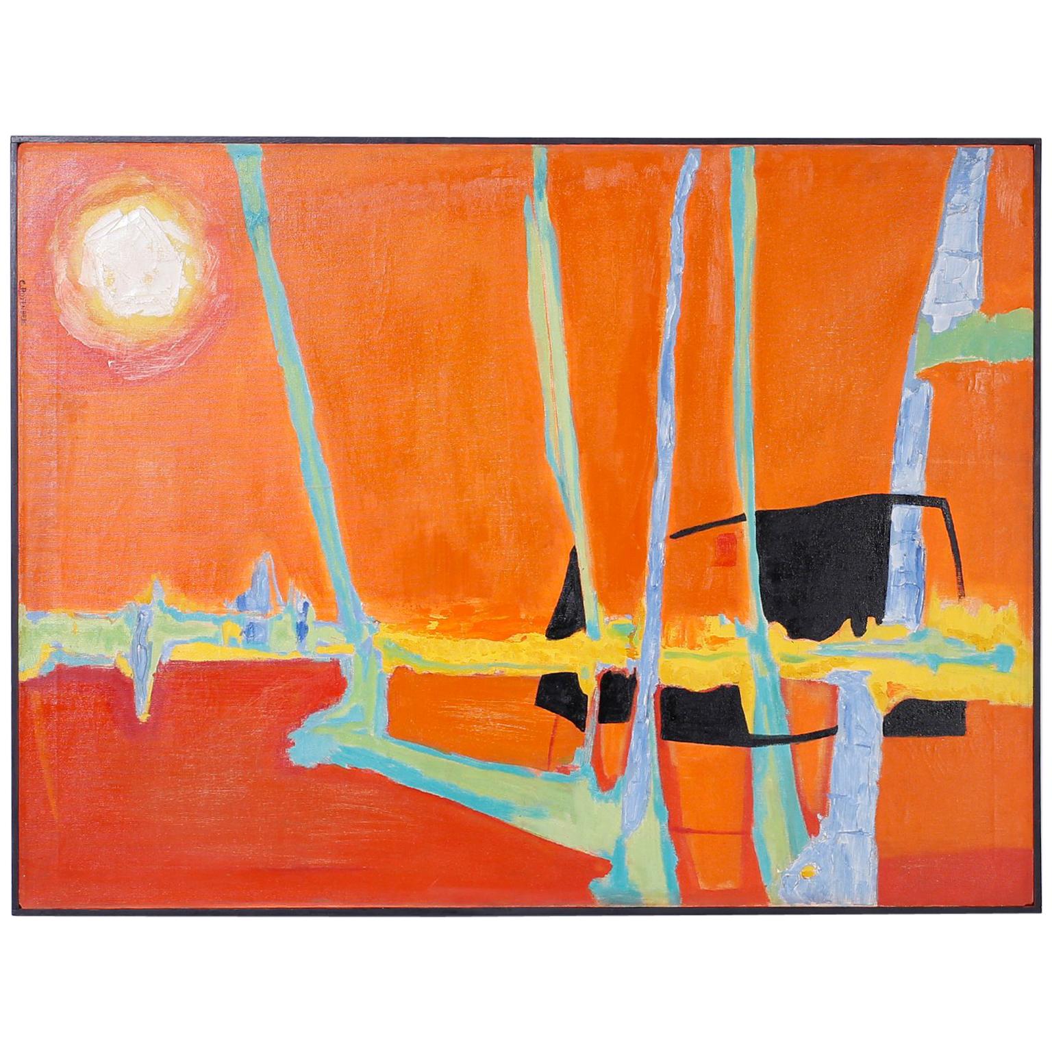 Modernist Painting on Canvas For Sale