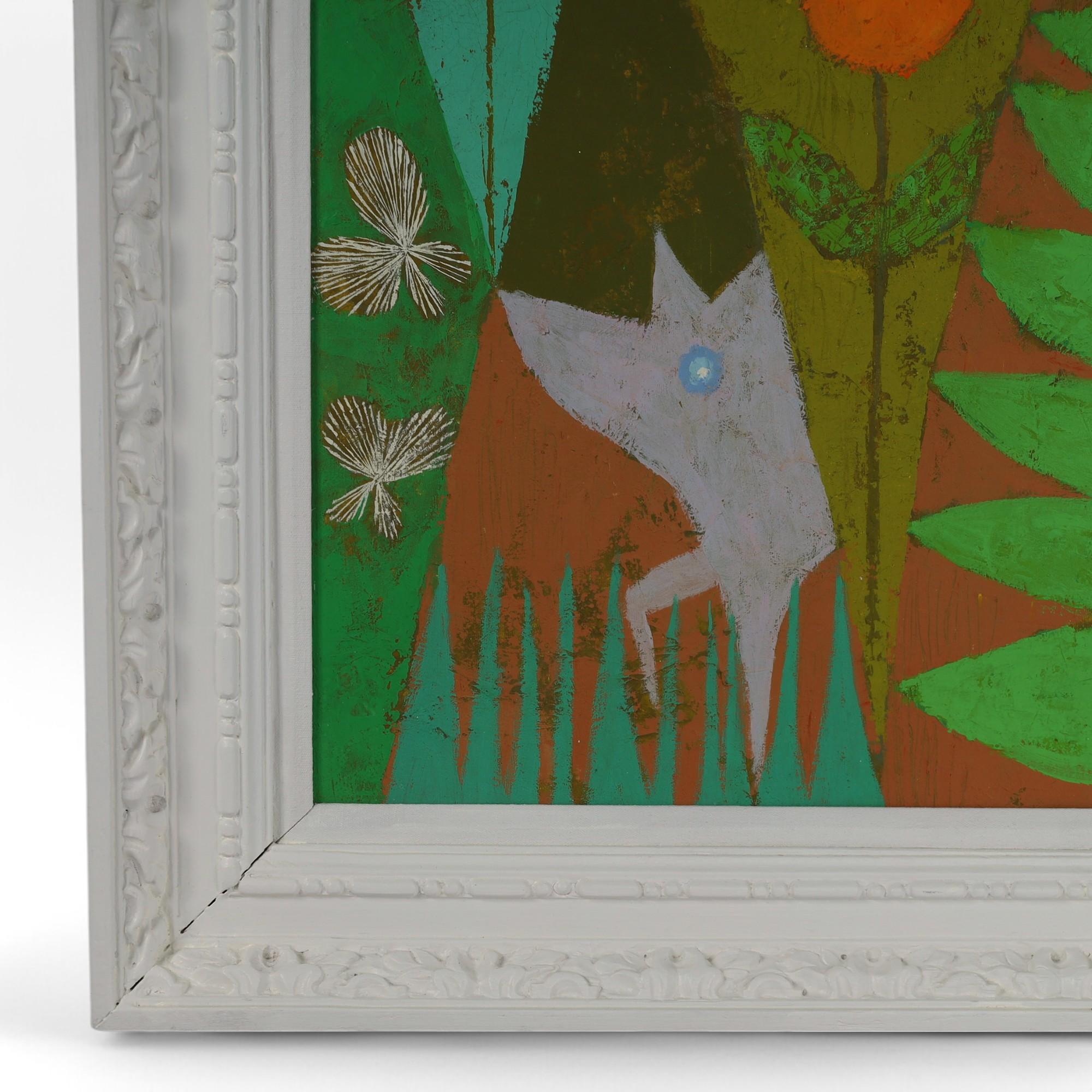 Modernist Painting on Canvas of a Bird in an Outdoor Setting by Hugh McKellar In Good Condition In Palm Beach, FL