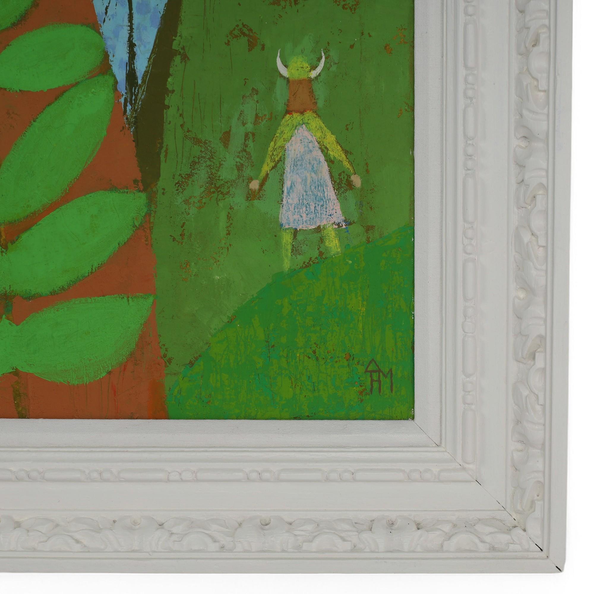 Modernist Painting on Canvas of a Bird in an Outdoor Setting by Hugh McKellar 1