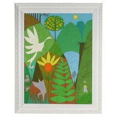Modernist Painting on Canvas of a Bird in an Outdoor Setting by Hugh McKellar