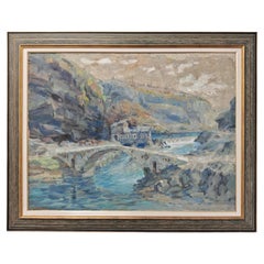 Modernist Painting "The mouth of the Ribnica into the Moraca" by Jan Krizek 1956