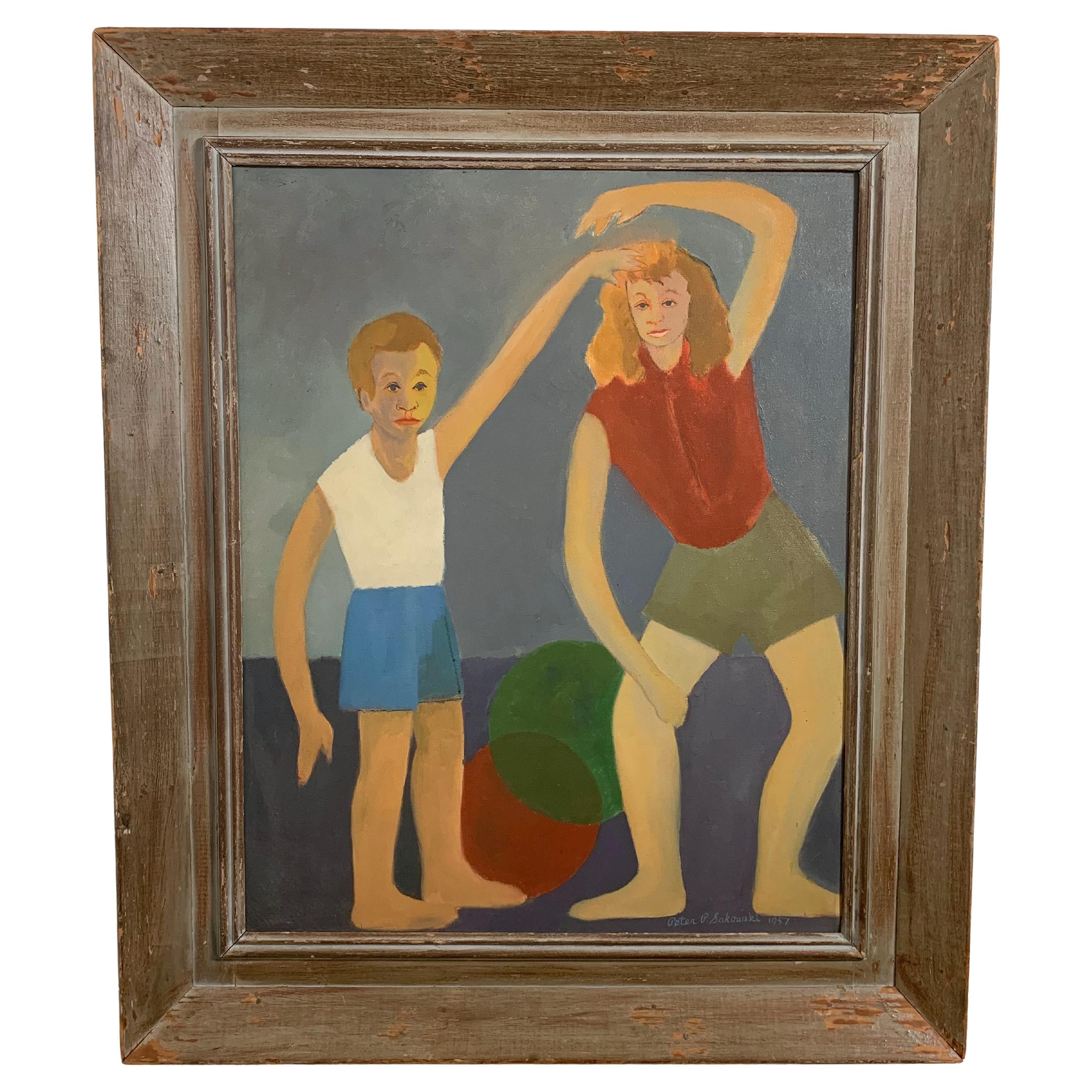 Pintura modernista titulada "Nº 13 Exaltación" fechada en 1957 por Peter Paul Sakowski