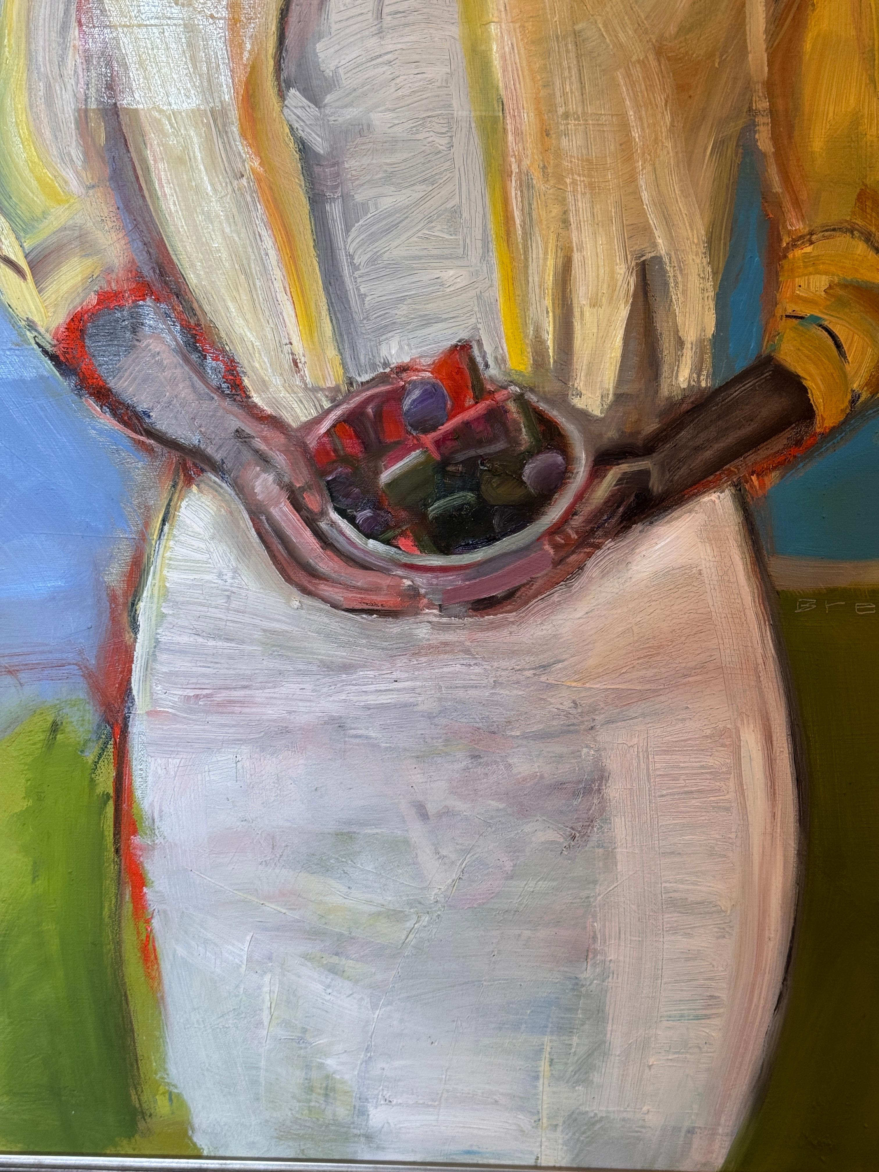 Modernist Painting – Woman With Bowl of Fruit In Good Condition For Sale In Charlottesville, VA