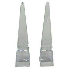 Modernist Pair of Baccarat Louxor Crystal Obelisks (France)