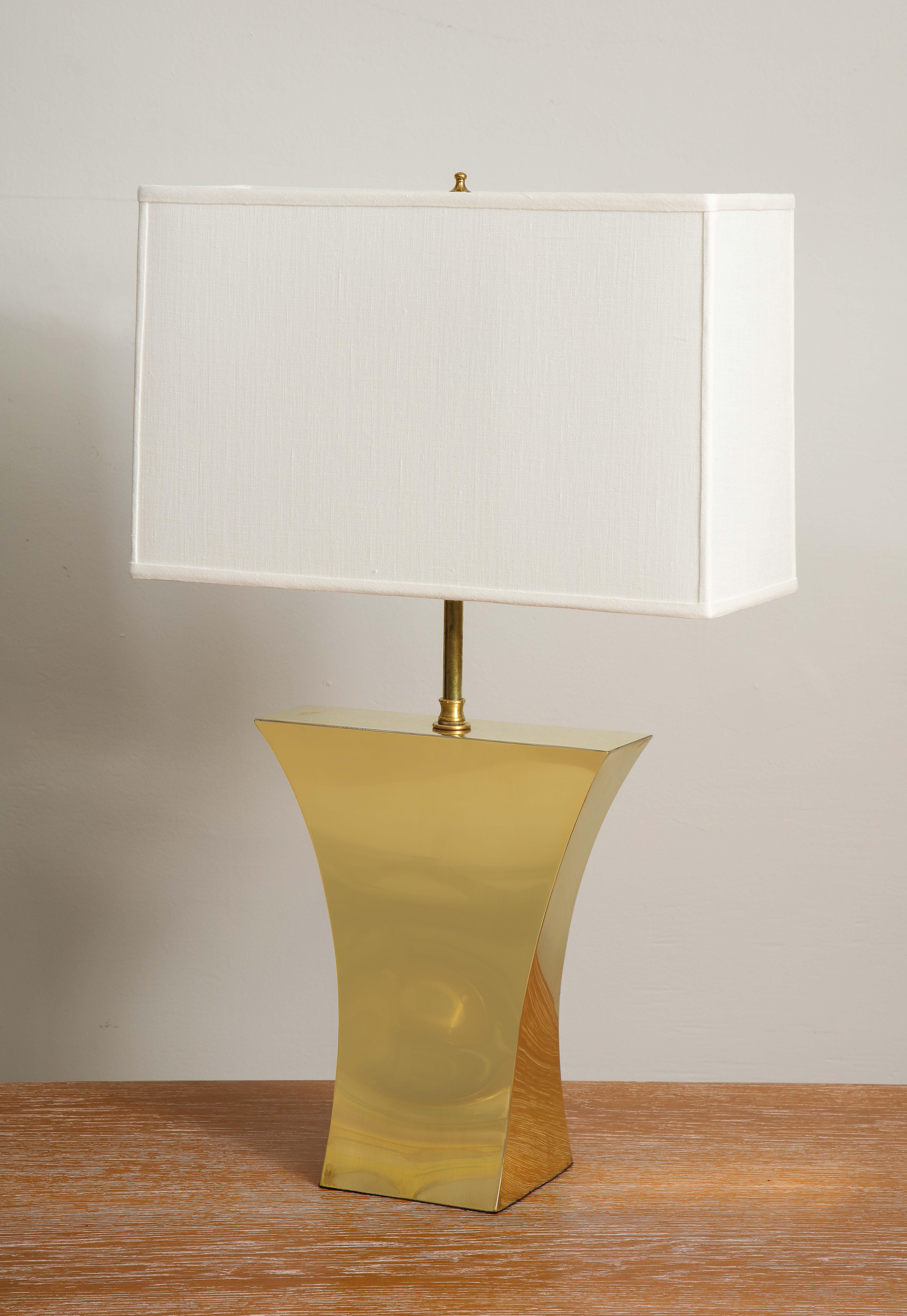 North American Modernist Pair of Brass Table Lamps