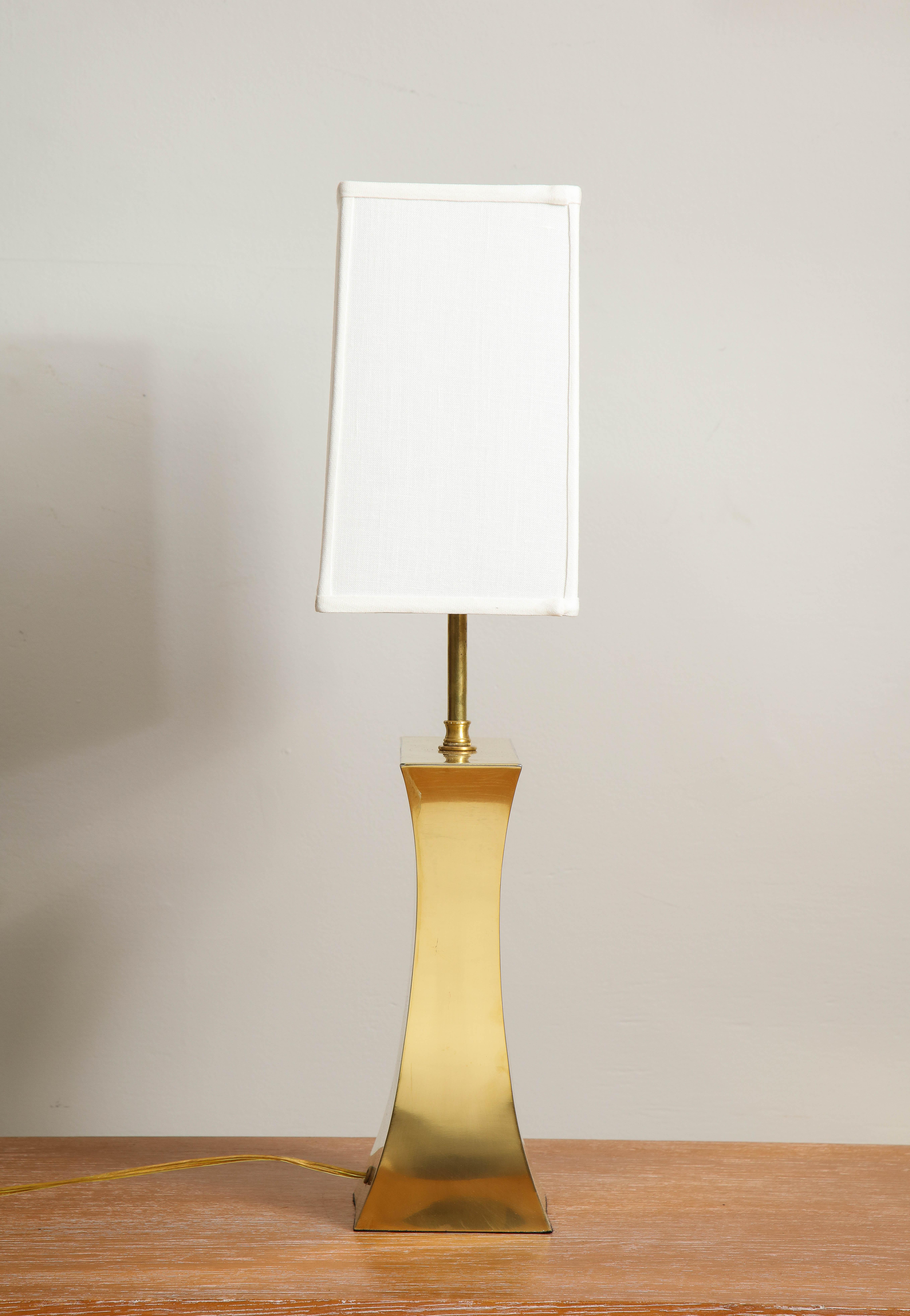 20th Century Modernist Pair of Brass Table Lamps