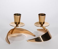 Ein Paar modernistische Kerzenhalter aus Bronze von John Prip & Ronald Pearson, 1950er Jahre