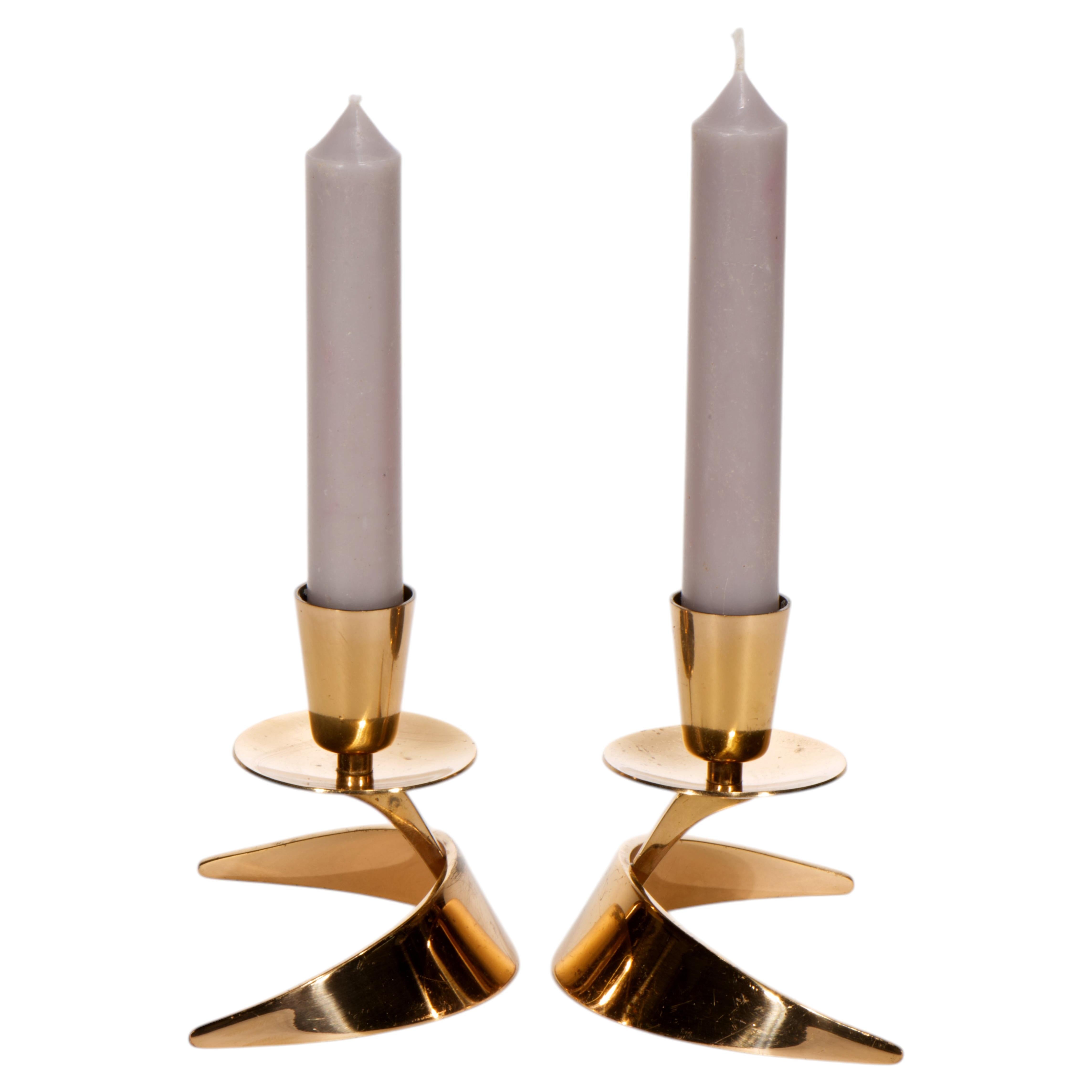Coppia di portacandele modernisti in bronzo di John Prip e Ronald Pearson, anni '50 in vendita