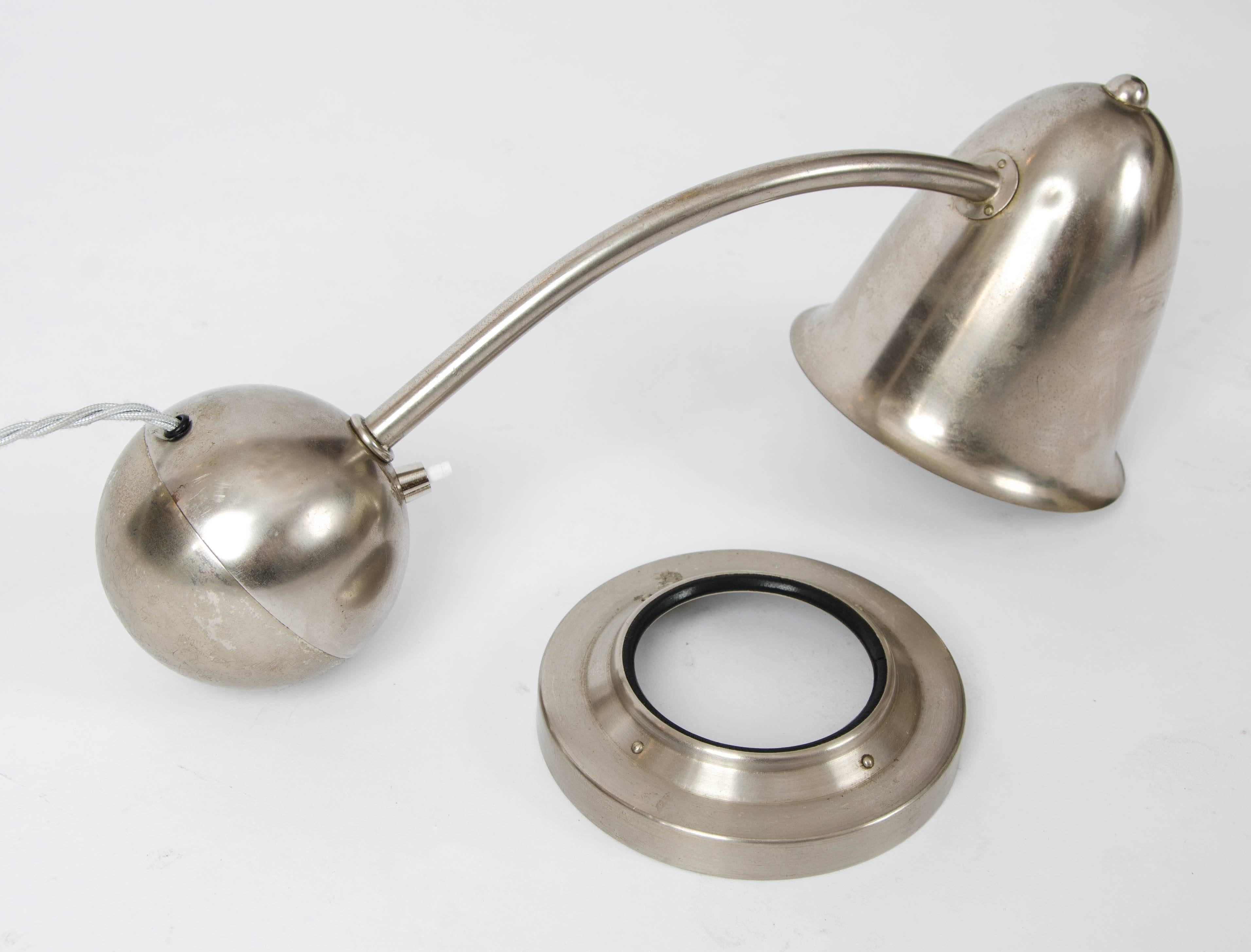 Modernist Pair of Table Lamps Nickel by Daalderop  4