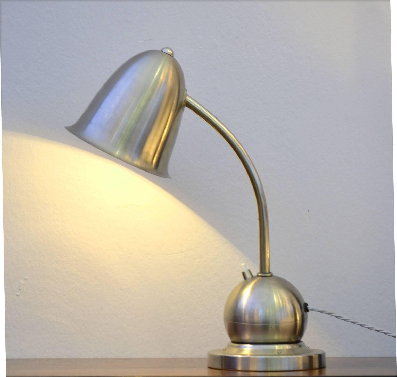 Art Deco Modernist Pair of Table Lamps Nickel by Daalderop 