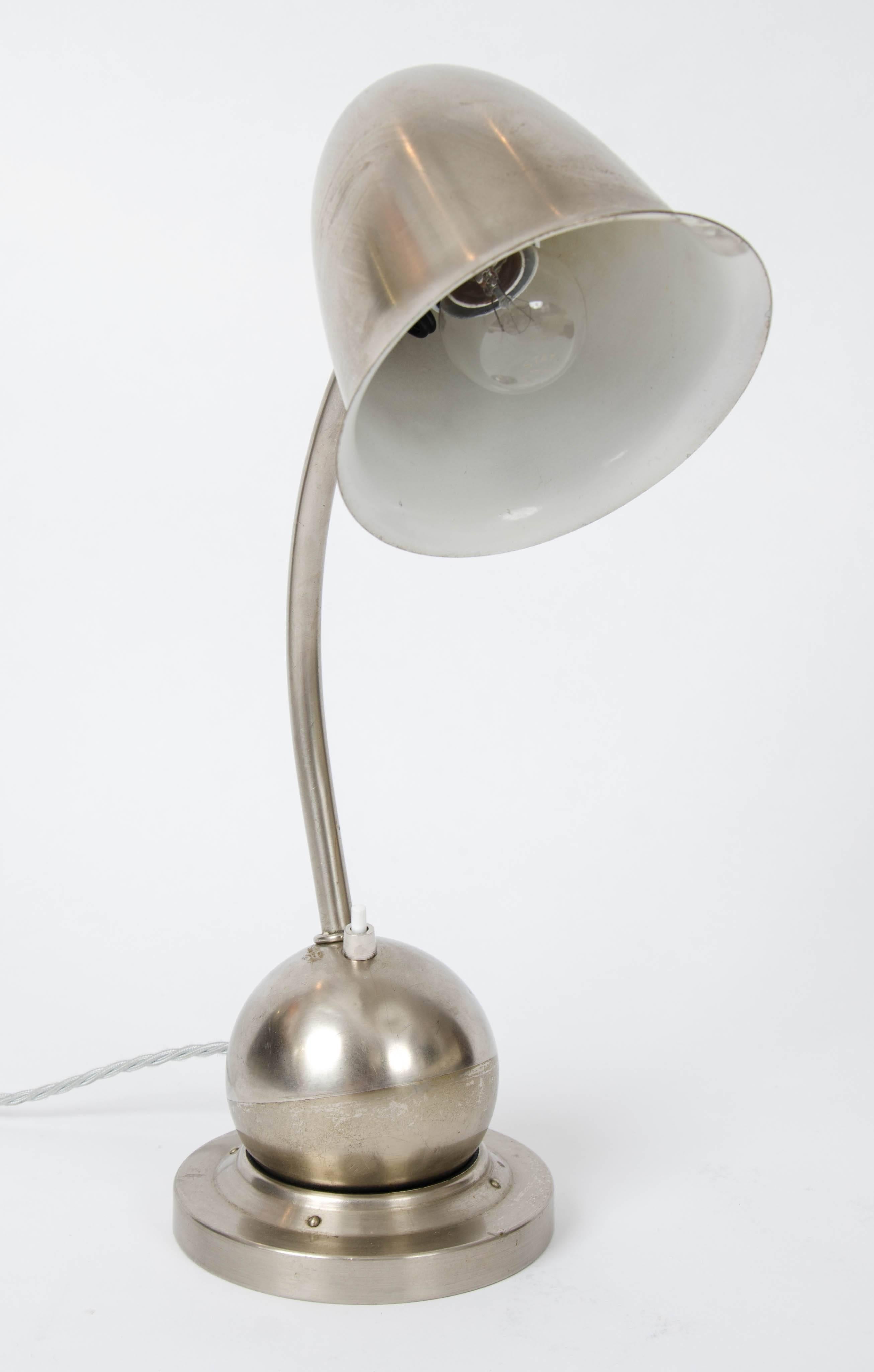 Mid-20th Century Modernist Pair of Table Lamps Nickel by Daalderop 