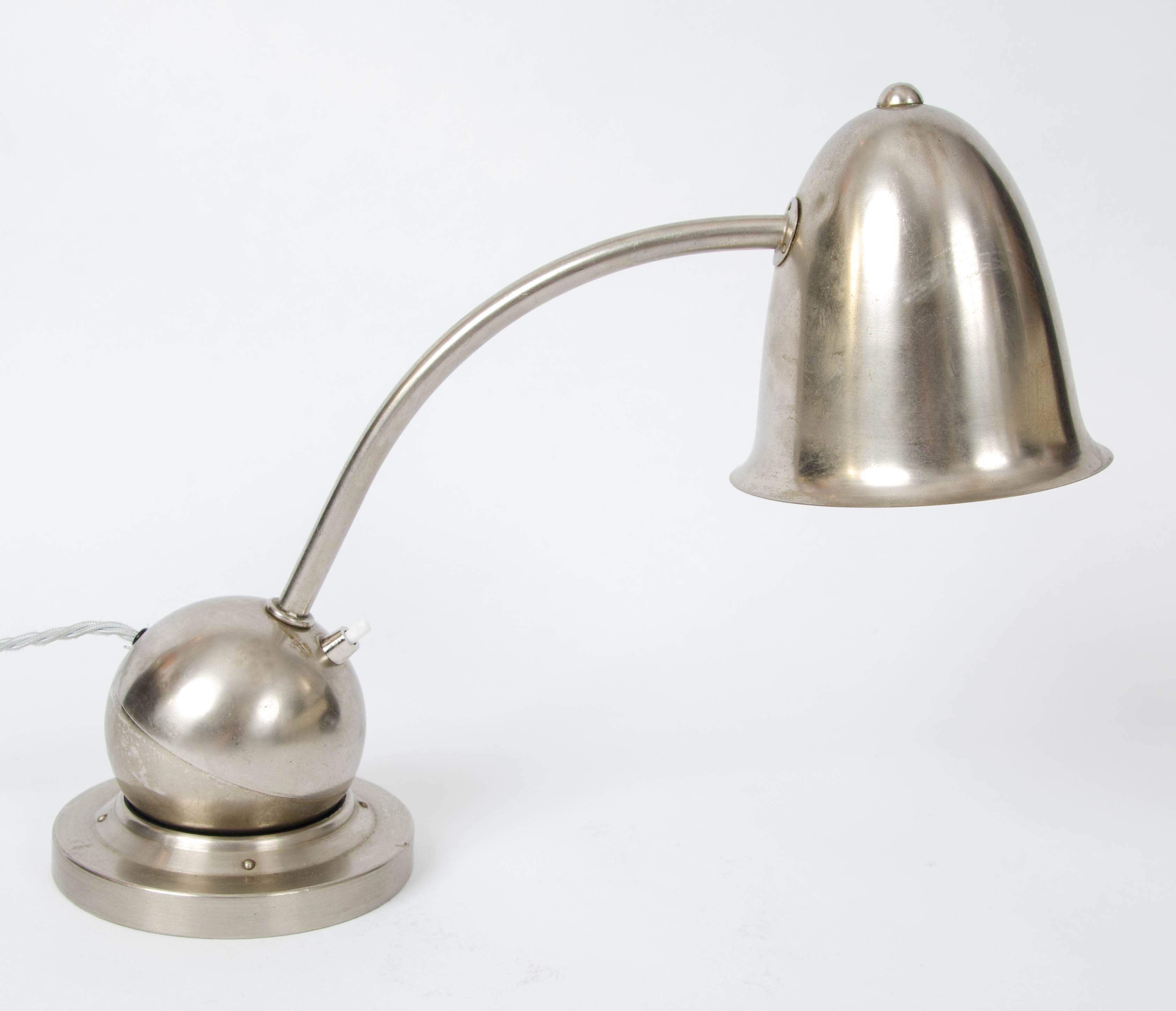 Modernist Pair of Table Lamps Nickel by Daalderop  2