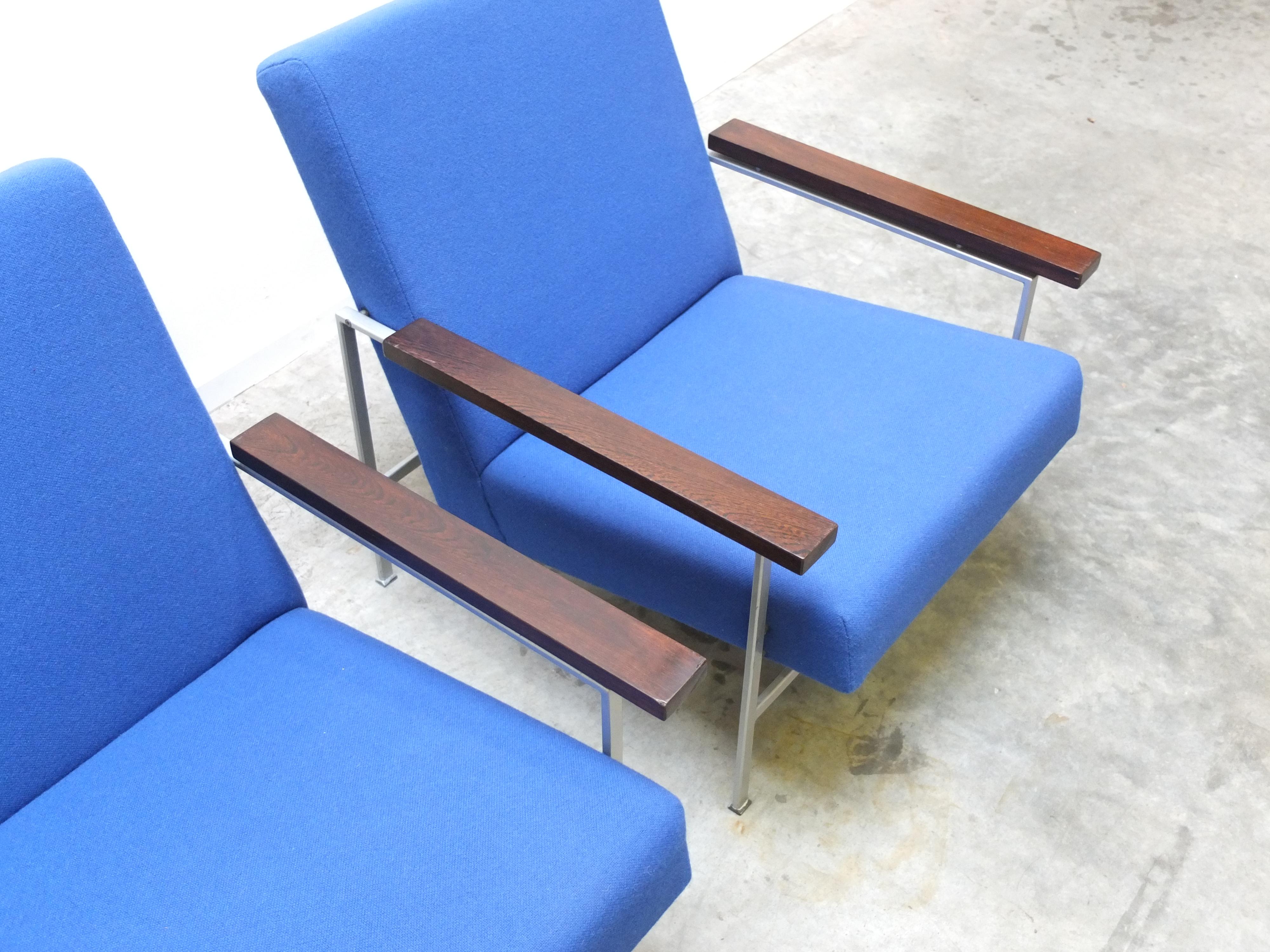 Metal Modernist Pair of Easy Chairs by Rob Parry for Gelderland, 1950s
