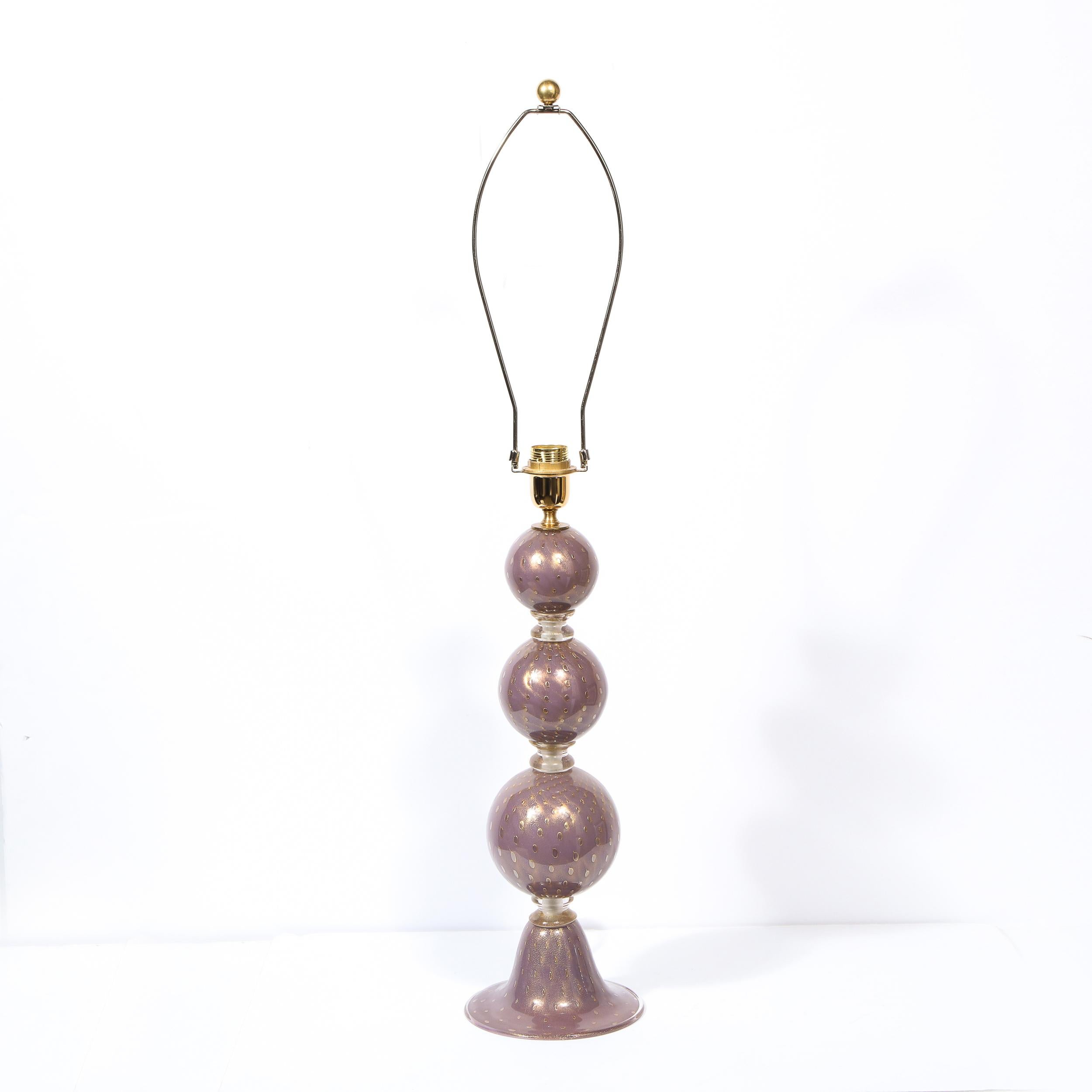Paar modernistische mundgeblasene lavendelfarbene Muranoglas-Tischlampen, Moderne im Angebot 5