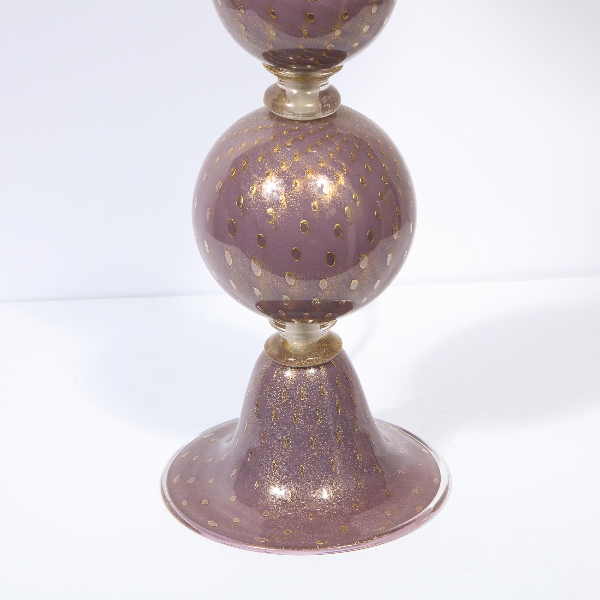Paar modernistische mundgeblasene lavendelfarbene Muranoglas-Tischlampen, Moderne im Zustand „Neu“ im Angebot in New York, NY