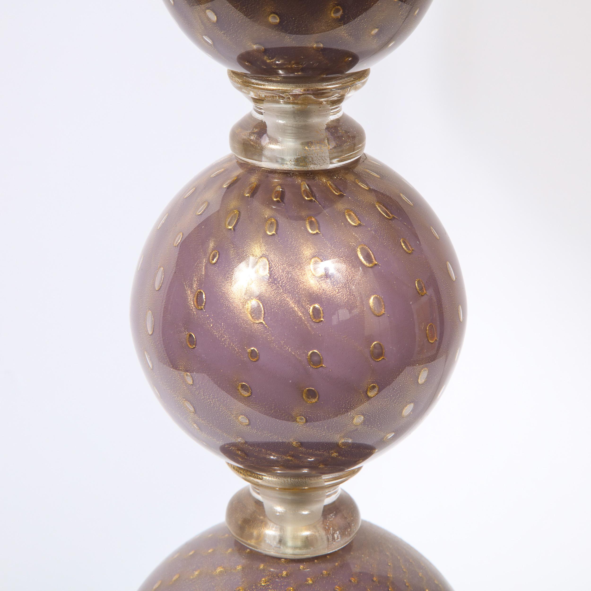 Paar modernistische mundgeblasene lavendelfarbene Muranoglas-Tischlampen, Moderne (21. Jahrhundert und zeitgenössisch) im Angebot