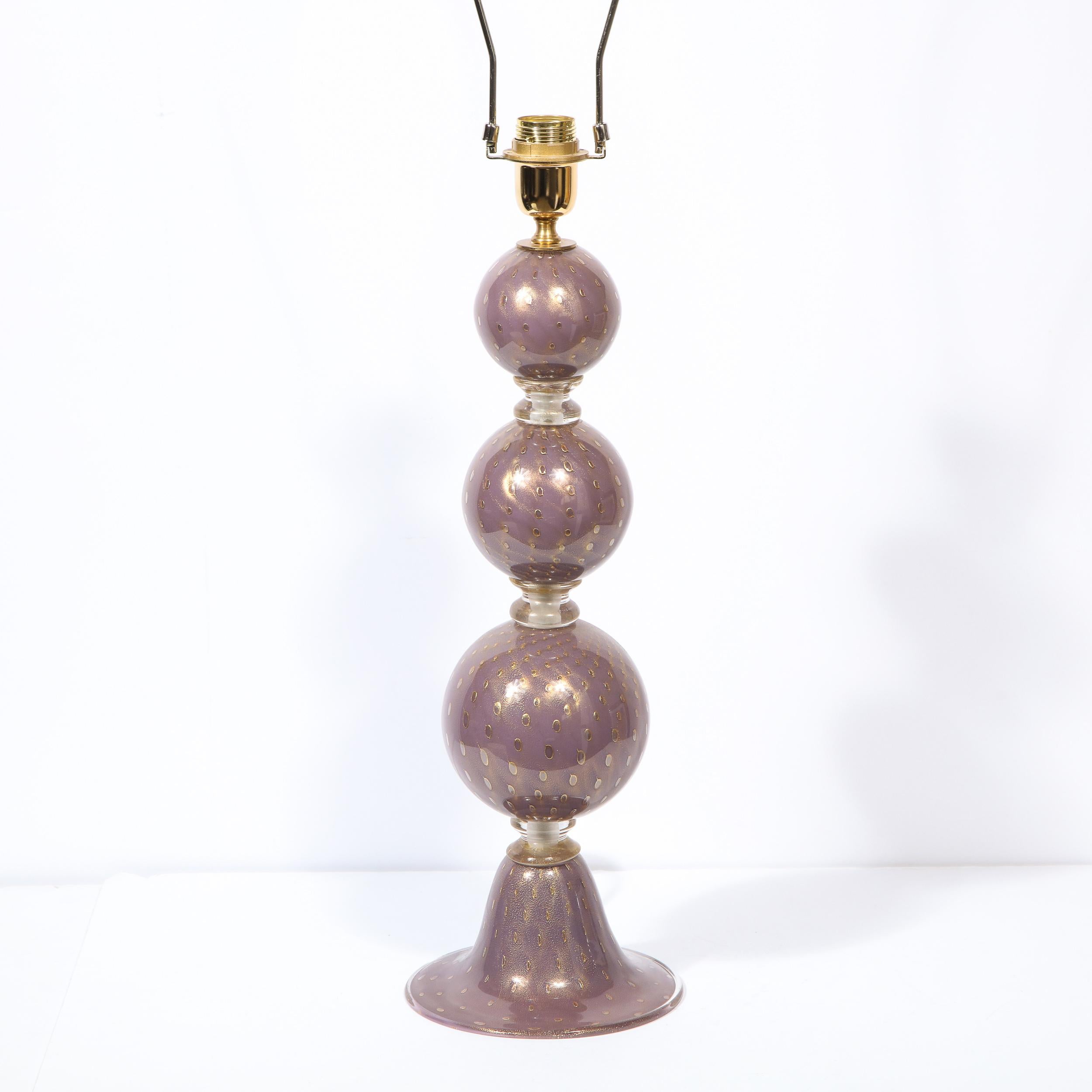 Paar modernistische mundgeblasene lavendelfarbene Muranoglas-Tischlampen, Moderne im Angebot 4